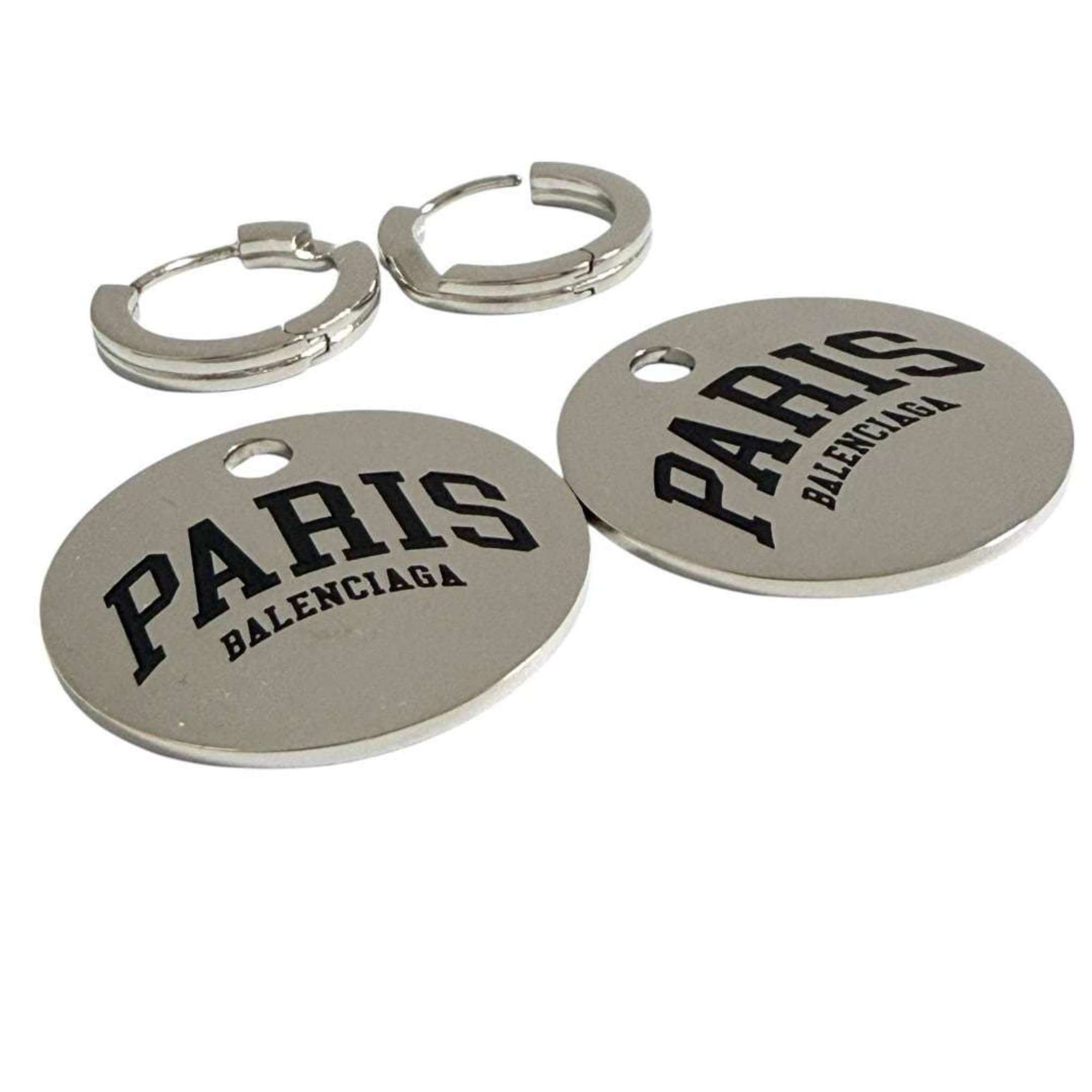 Balenciaga Balenciaga Women's City Paris Hoop Drop Earrings in Silver Size ONE SIZE - 4 Thumbnail