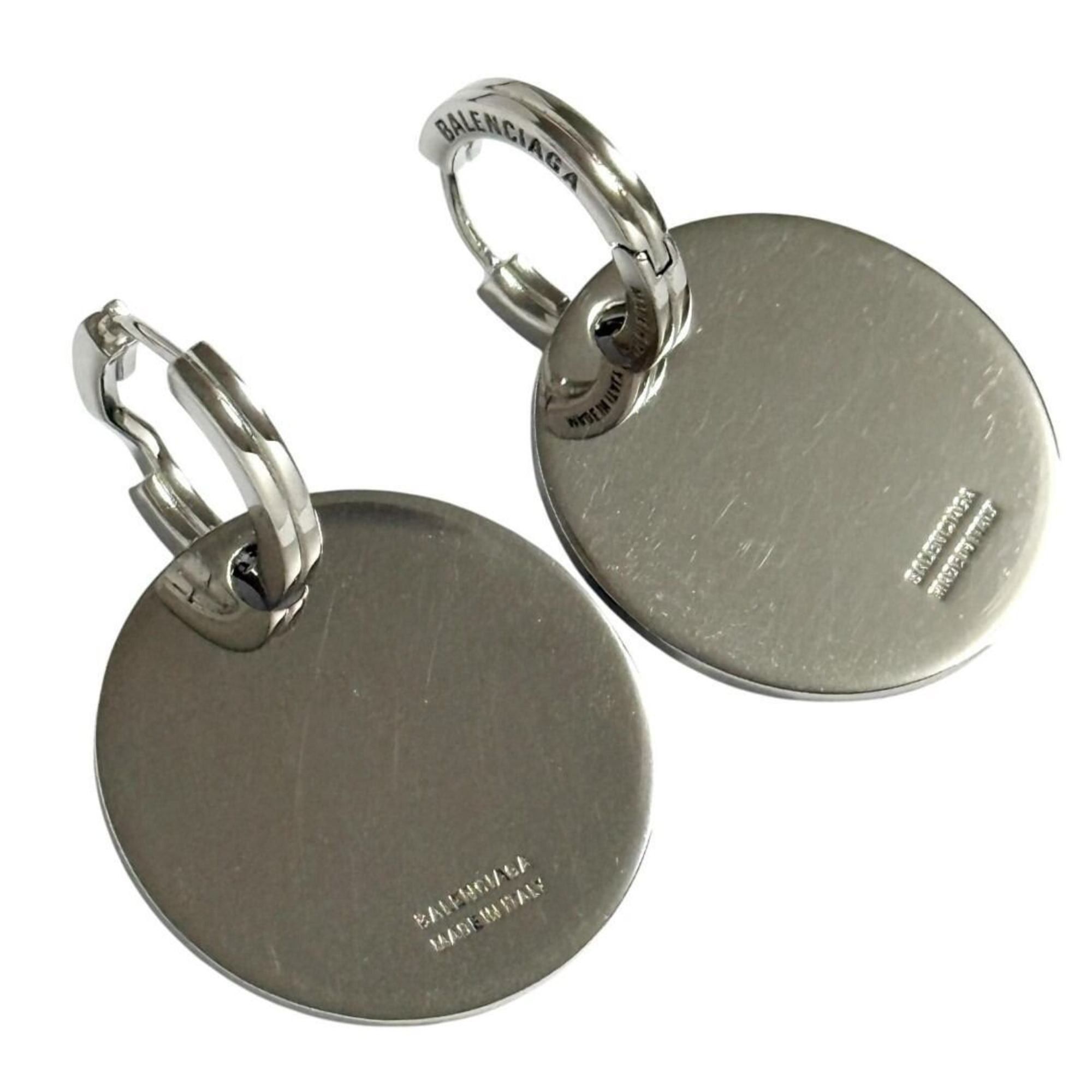 Balenciaga Balenciaga Women's City Paris Hoop Drop Earrings in Silver Size ONE SIZE - 2 Thumbnail