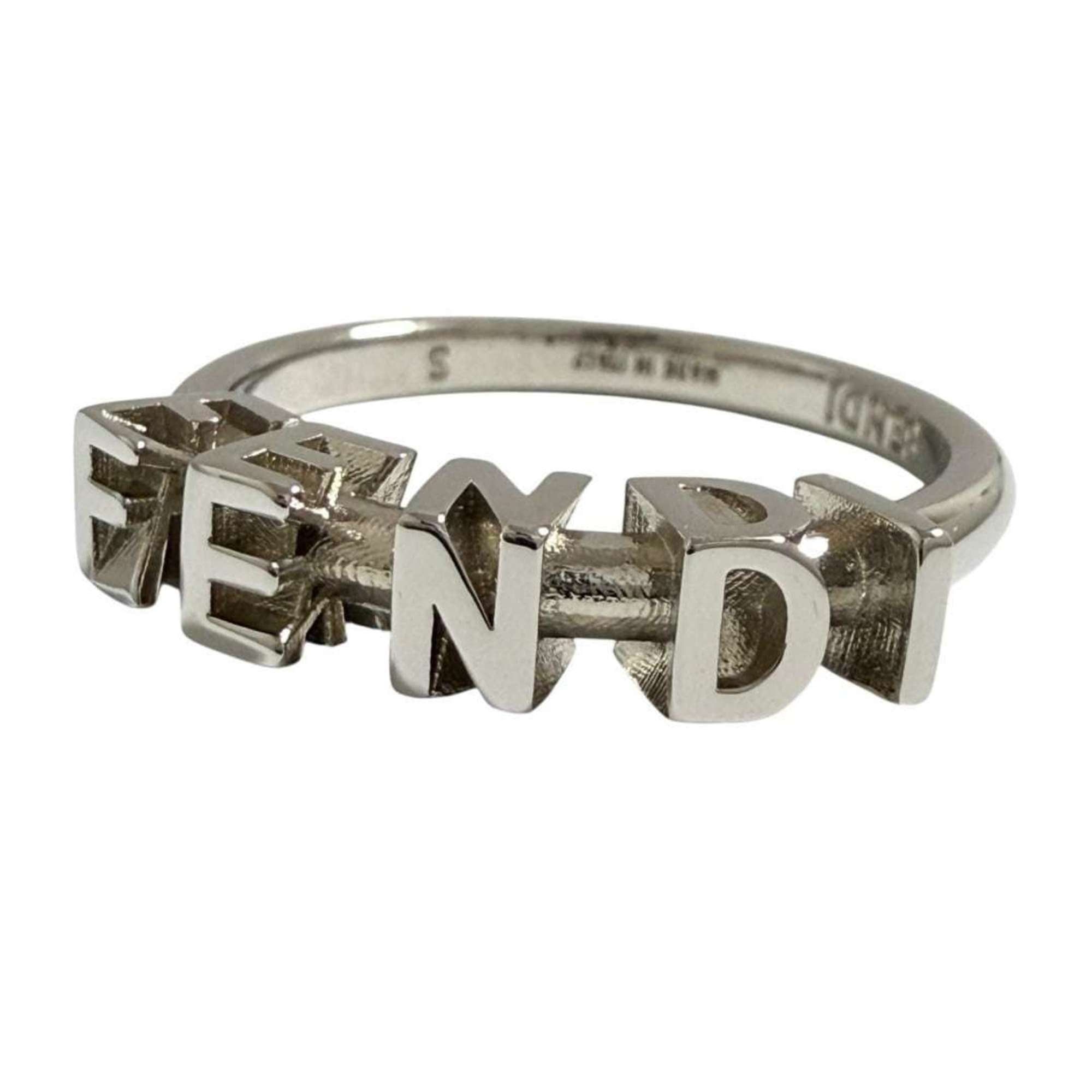 Fendi Fendi Men's Logo Ring, Size 19, Small, Silver Size ONE SIZE - 6 Thumbnail