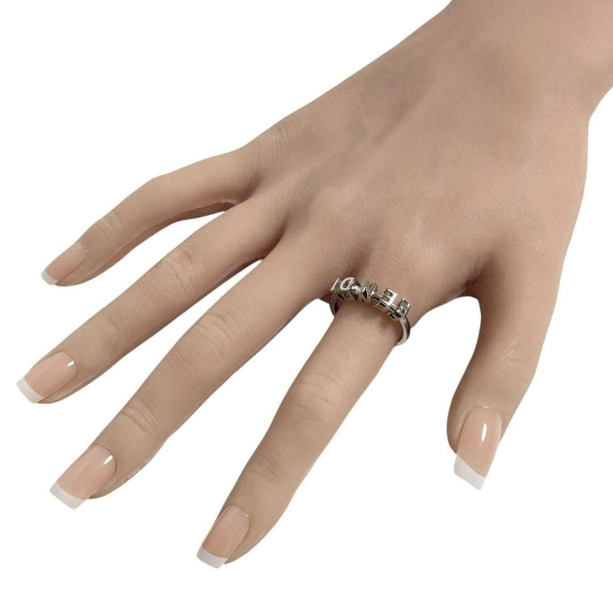 Fendi Fendi Men's Logo Ring, Size 19, Small, Silver Size ONE SIZE - 10 Thumbnail