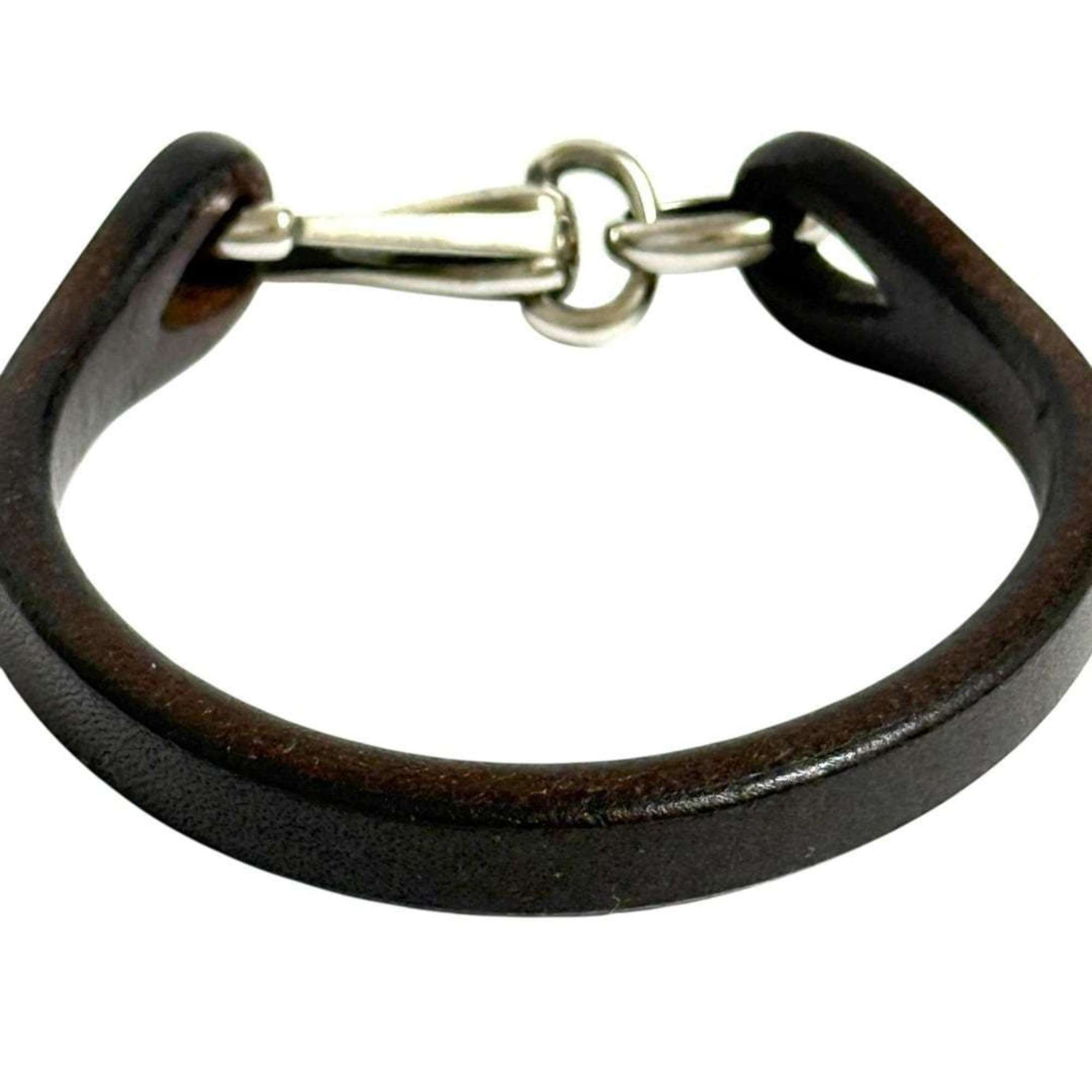 Gucci Gucci men's bracelet silver leather dark brown Size ONE SIZE - 2 Thumbnail