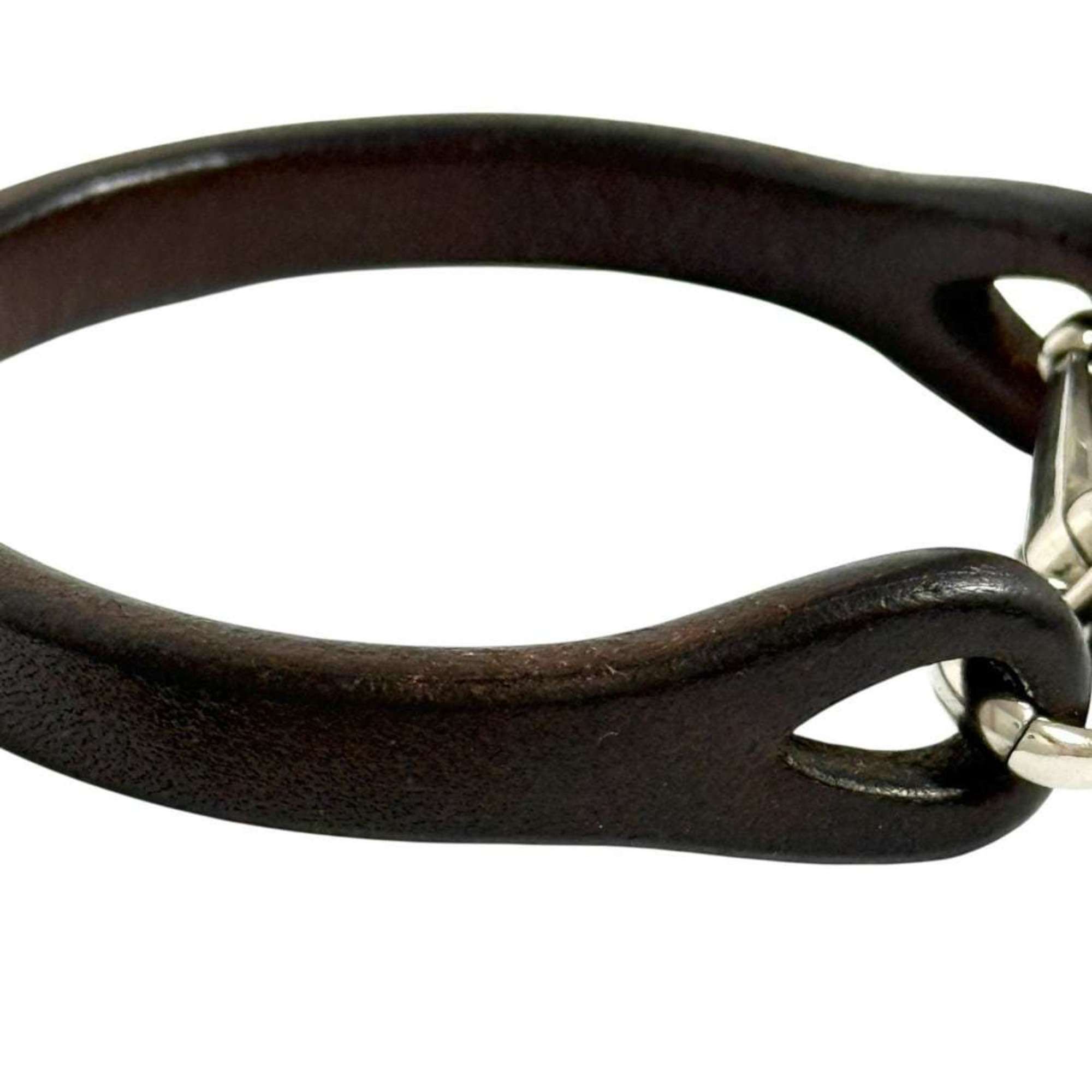 Gucci Gucci men's bracelet silver leather dark brown Size ONE SIZE - 3 Thumbnail