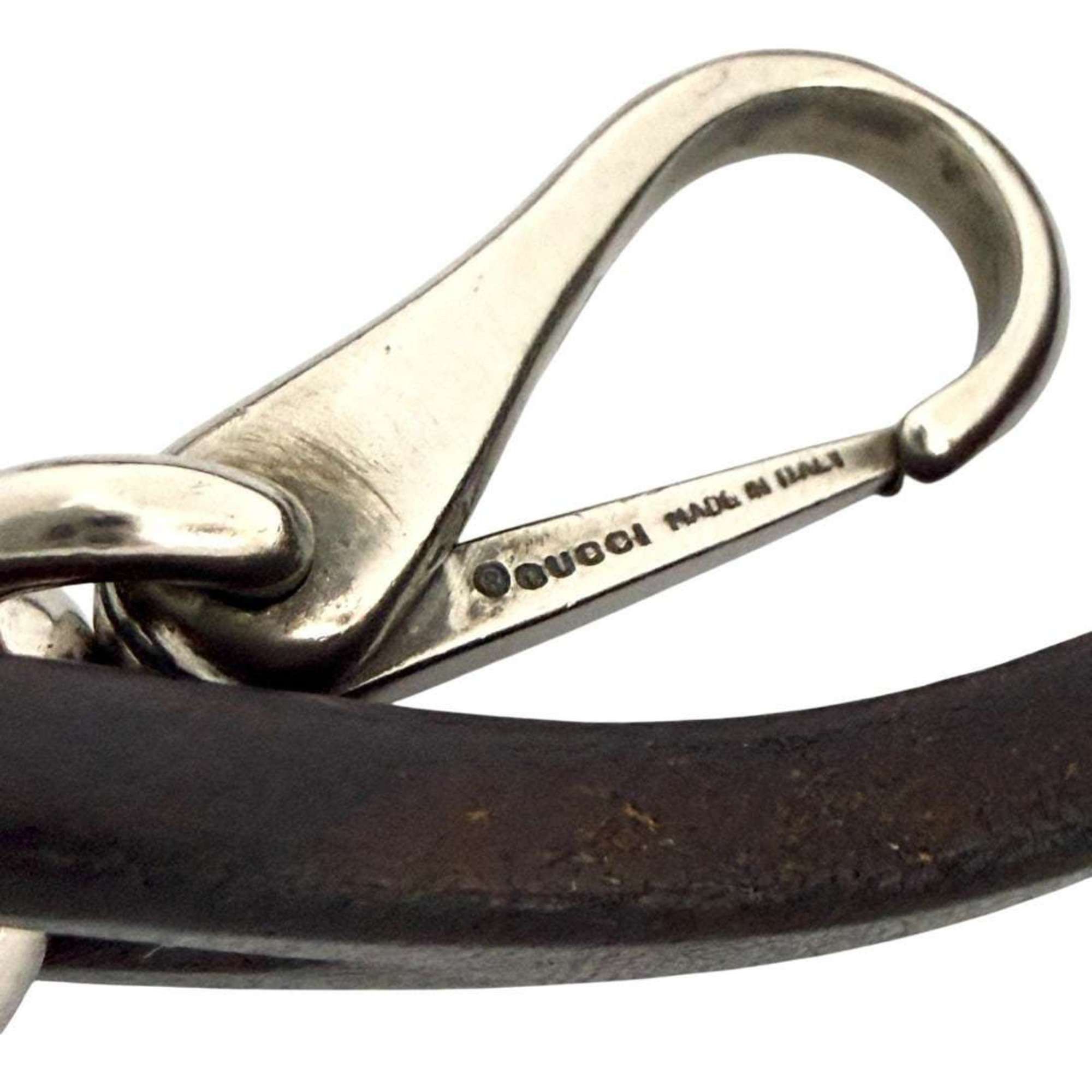 Gucci Gucci men's bracelet silver leather dark brown Size ONE SIZE - 6 Thumbnail
