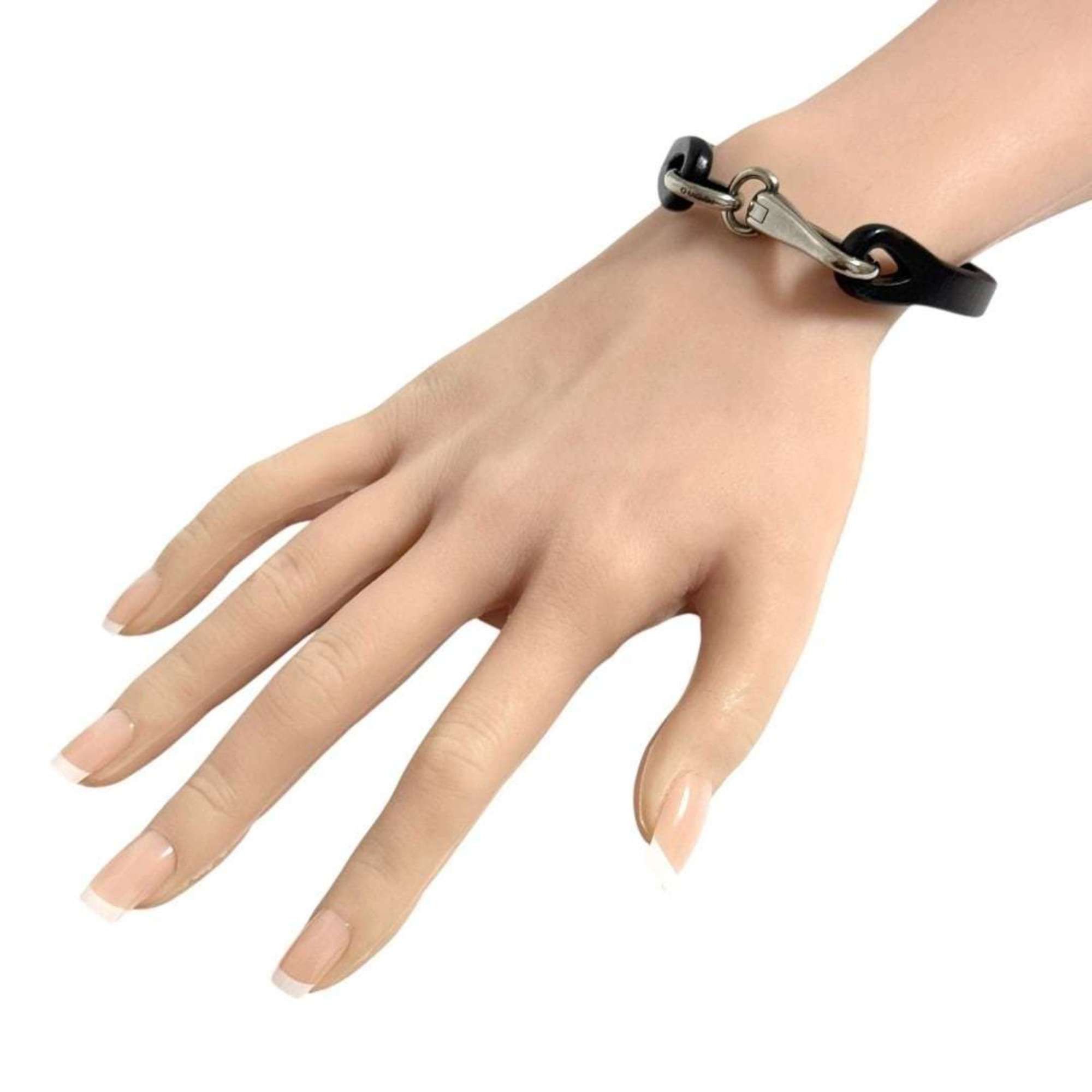 Gucci Gucci men's bracelet silver leather dark brown Size ONE SIZE - 10 Thumbnail