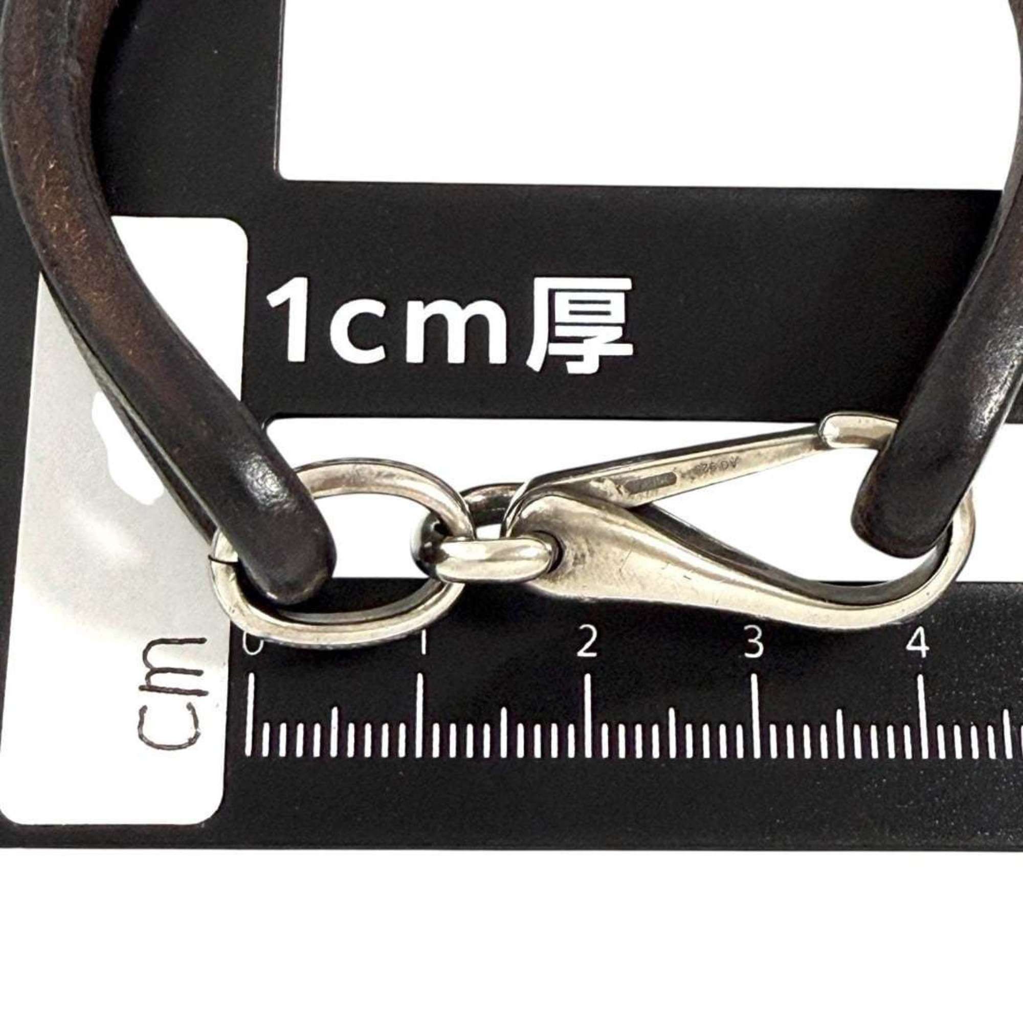 Gucci Gucci men's bracelet silver leather dark brown Size ONE SIZE - 8 Thumbnail