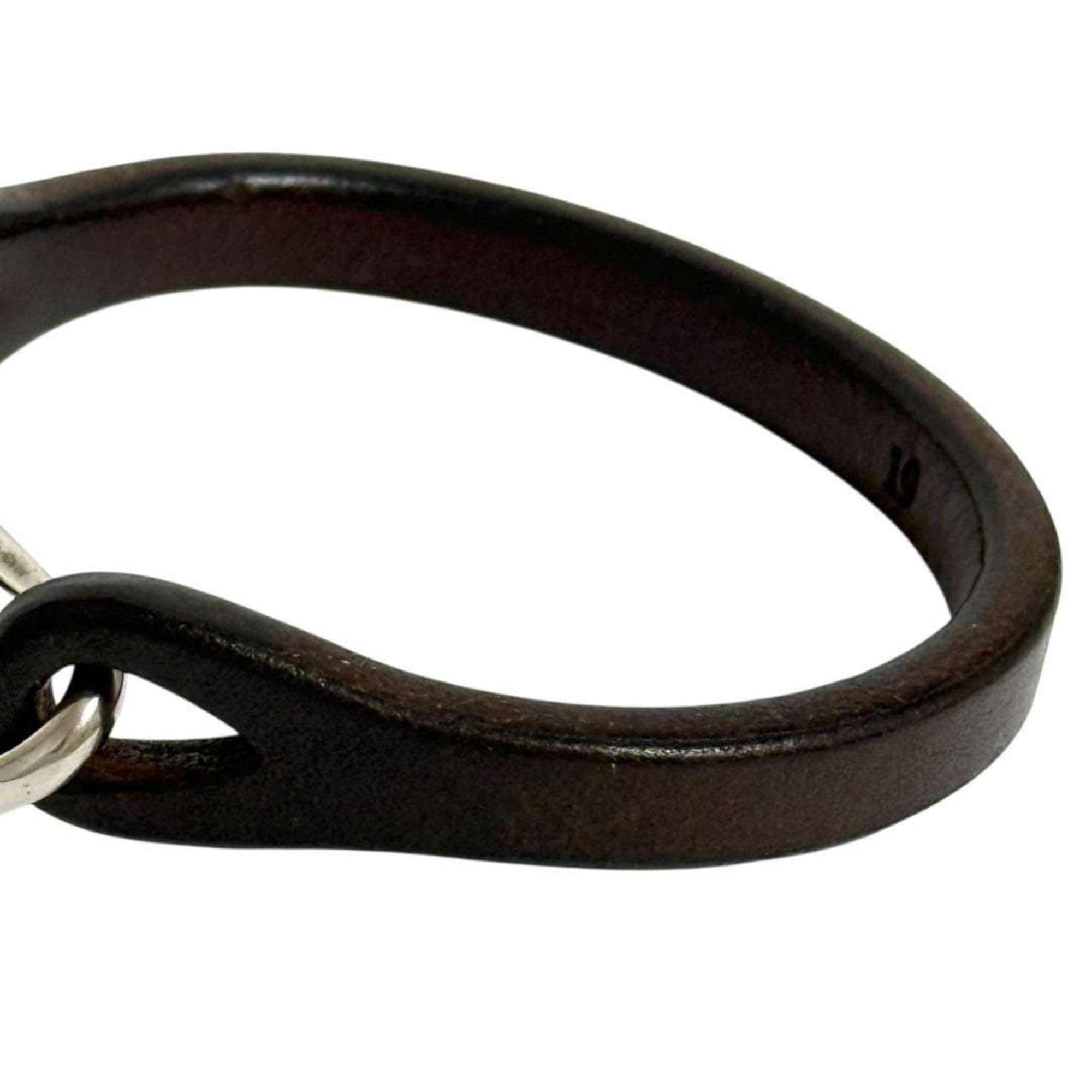 Gucci Gucci men's bracelet silver leather dark brown Size ONE SIZE - 4 Thumbnail