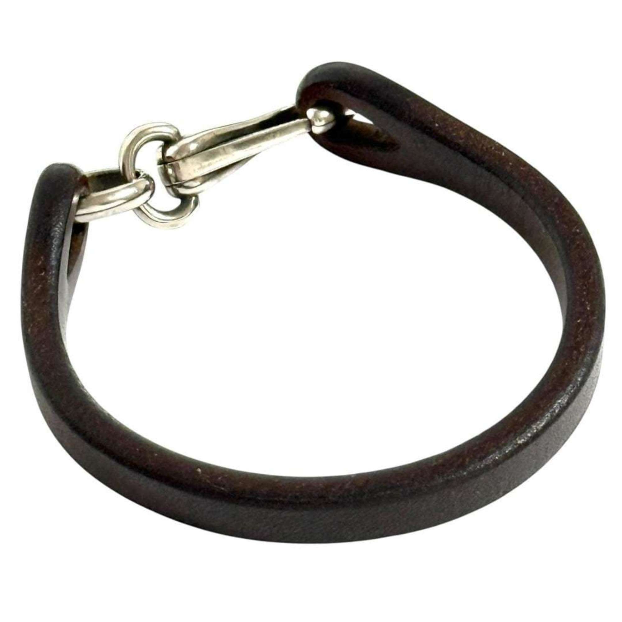 Gucci Gucci men's bracelet silver leather dark brown Size ONE SIZE - 5 Thumbnail