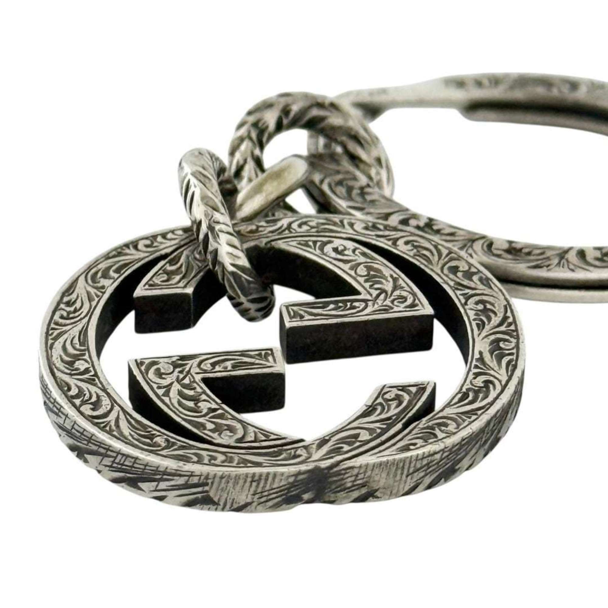 Gucci Gucci Men's Arabesque Keychain/Key Ring with Double G in Silver 925 Size ONE SIZE - 6 Thumbnail
