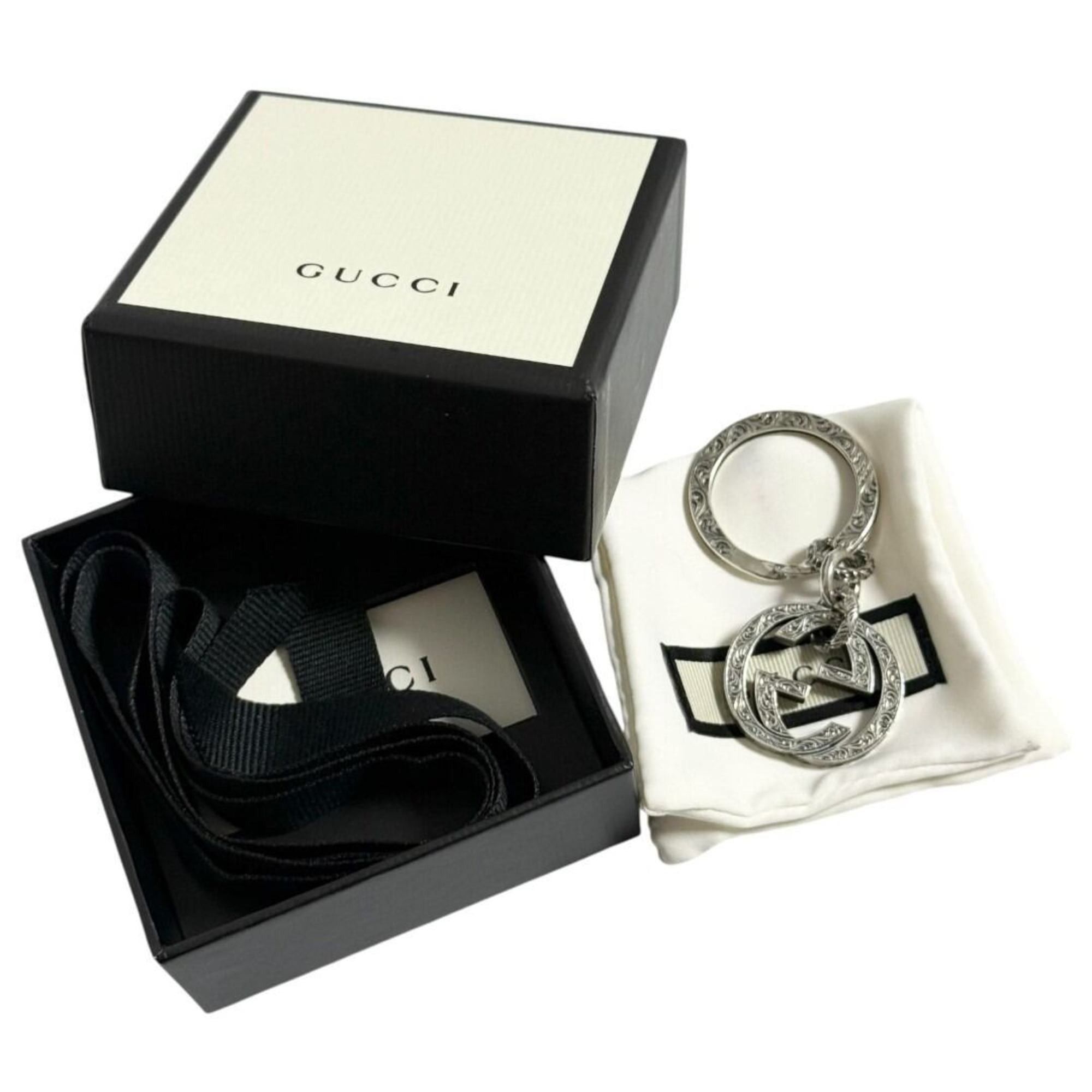 Gucci Gucci Men's Arabesque Keychain/Key Ring with Double G in Silver 925 Size ONE SIZE - 10 Thumbnail