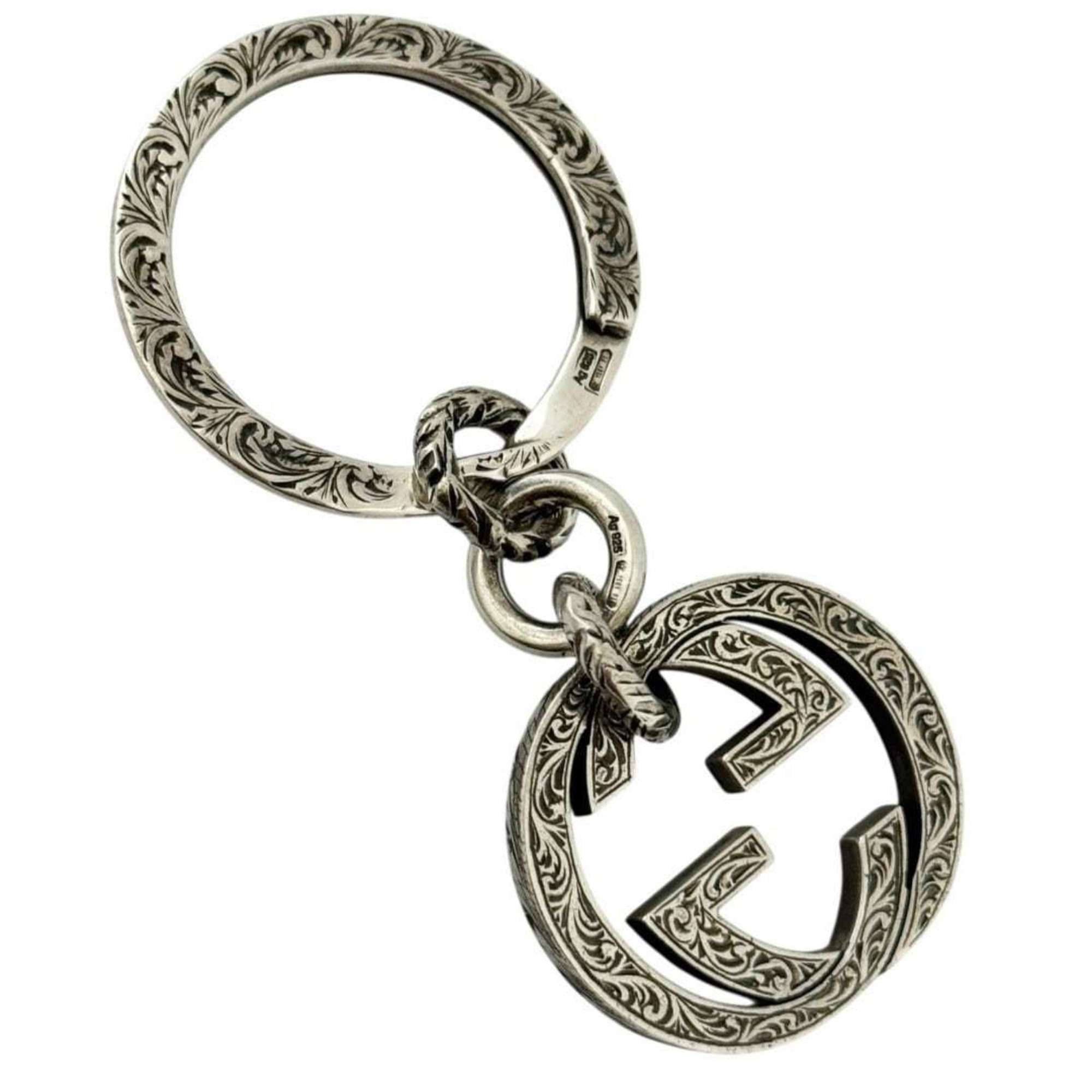 Gucci Gucci Men's Arabesque Keychain/Key Ring with Double G in Silver 925 Size ONE SIZE - 2 Thumbnail
