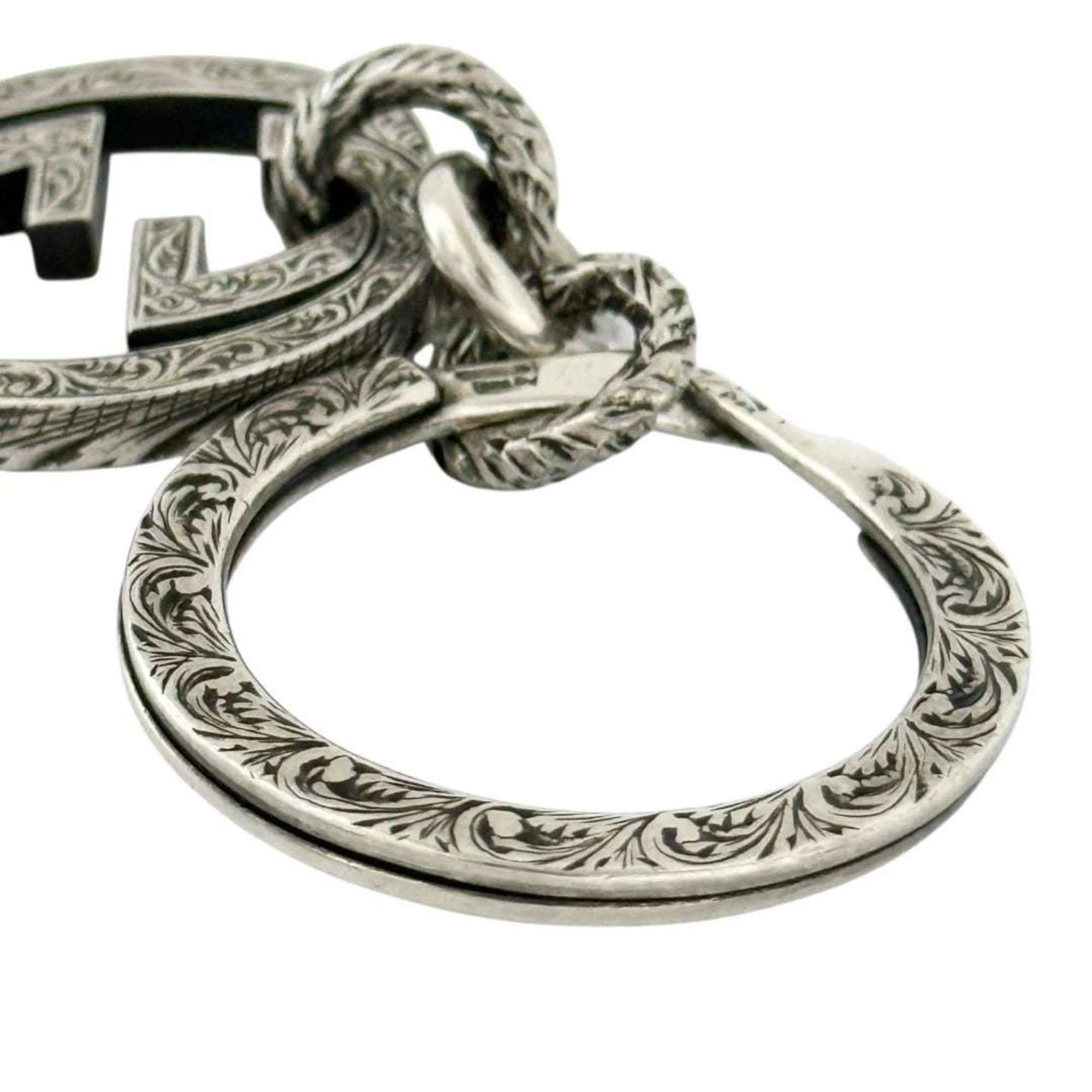 Gucci Gucci Men's Arabesque Keychain/Key Ring with Double G in Silver 925 Size ONE SIZE - 3 Thumbnail
