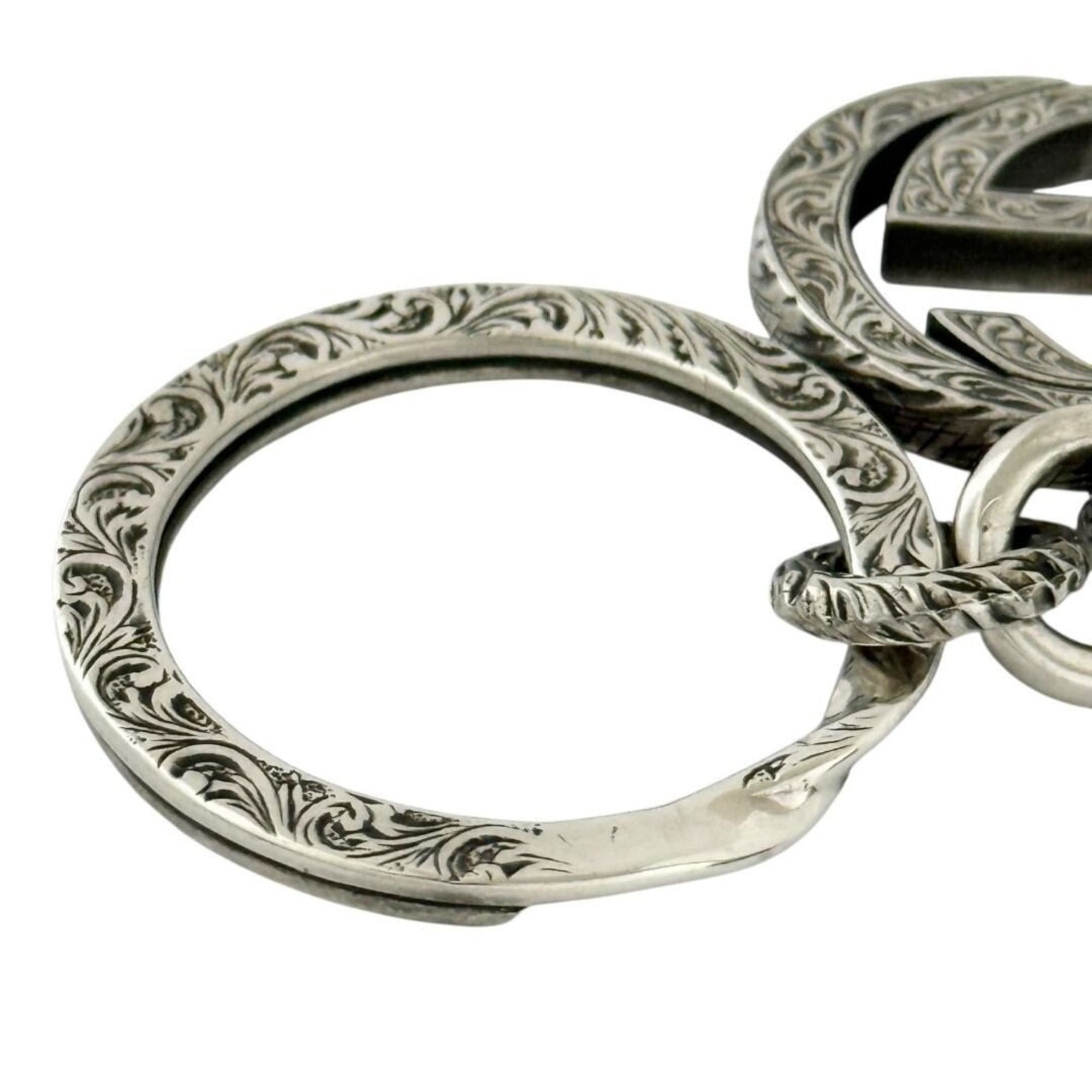 Gucci Gucci Men's Arabesque Keychain/Key Ring with Double G in Silver 925 Size ONE SIZE - 5 Thumbnail