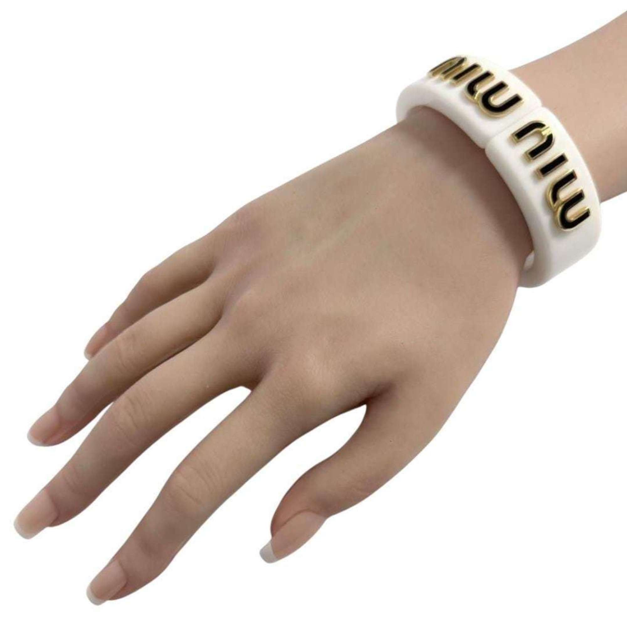 Miu Miu Miu Miu Miu Women's Plexiglas Bangle Bracelet, White, 16cm Size ONE SIZE - 9 Thumbnail