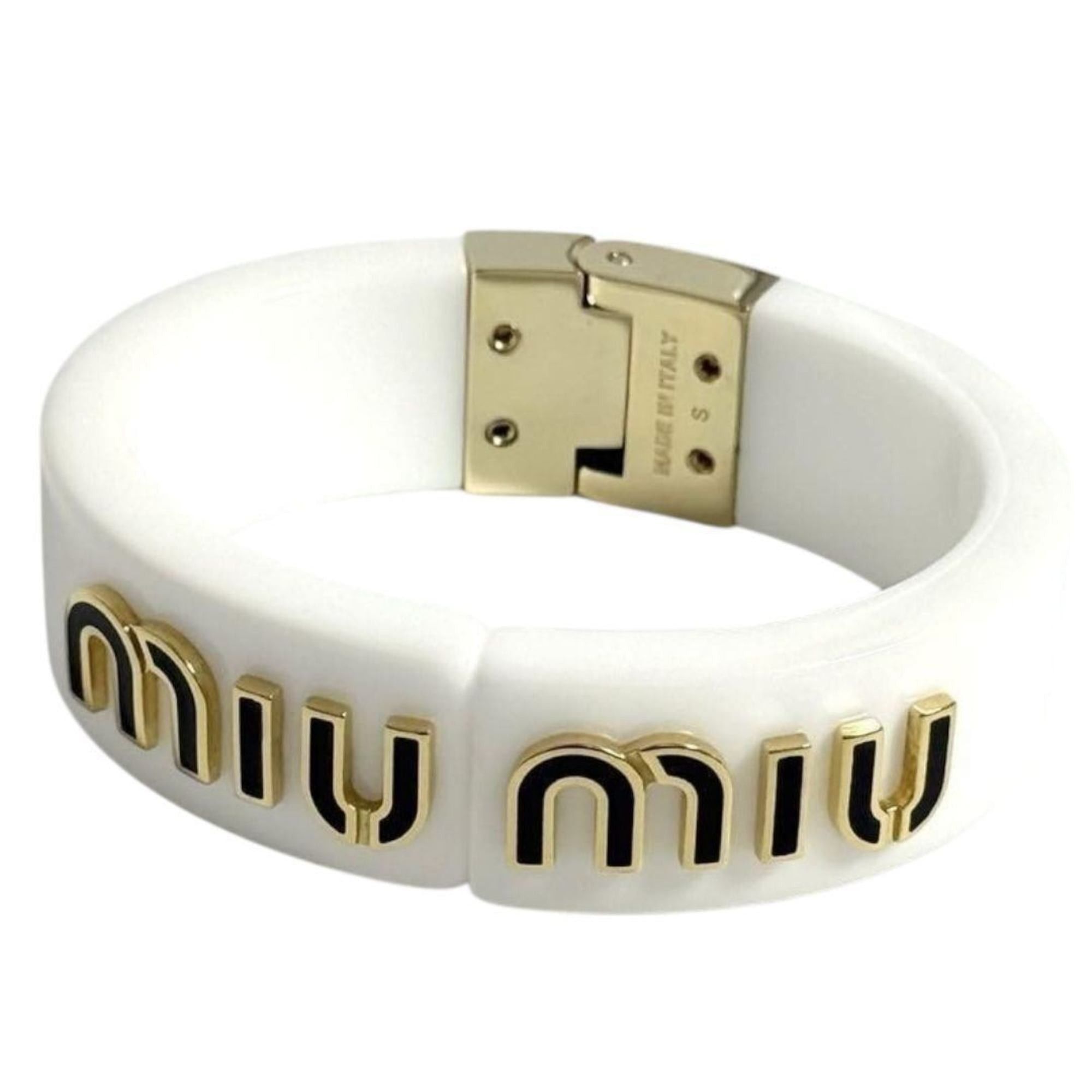 Miu Miu Miu Miu Miu Women's Plexiglas Bangle Bracelet, White, 16cm Size ONE SIZE - 2 Thumbnail