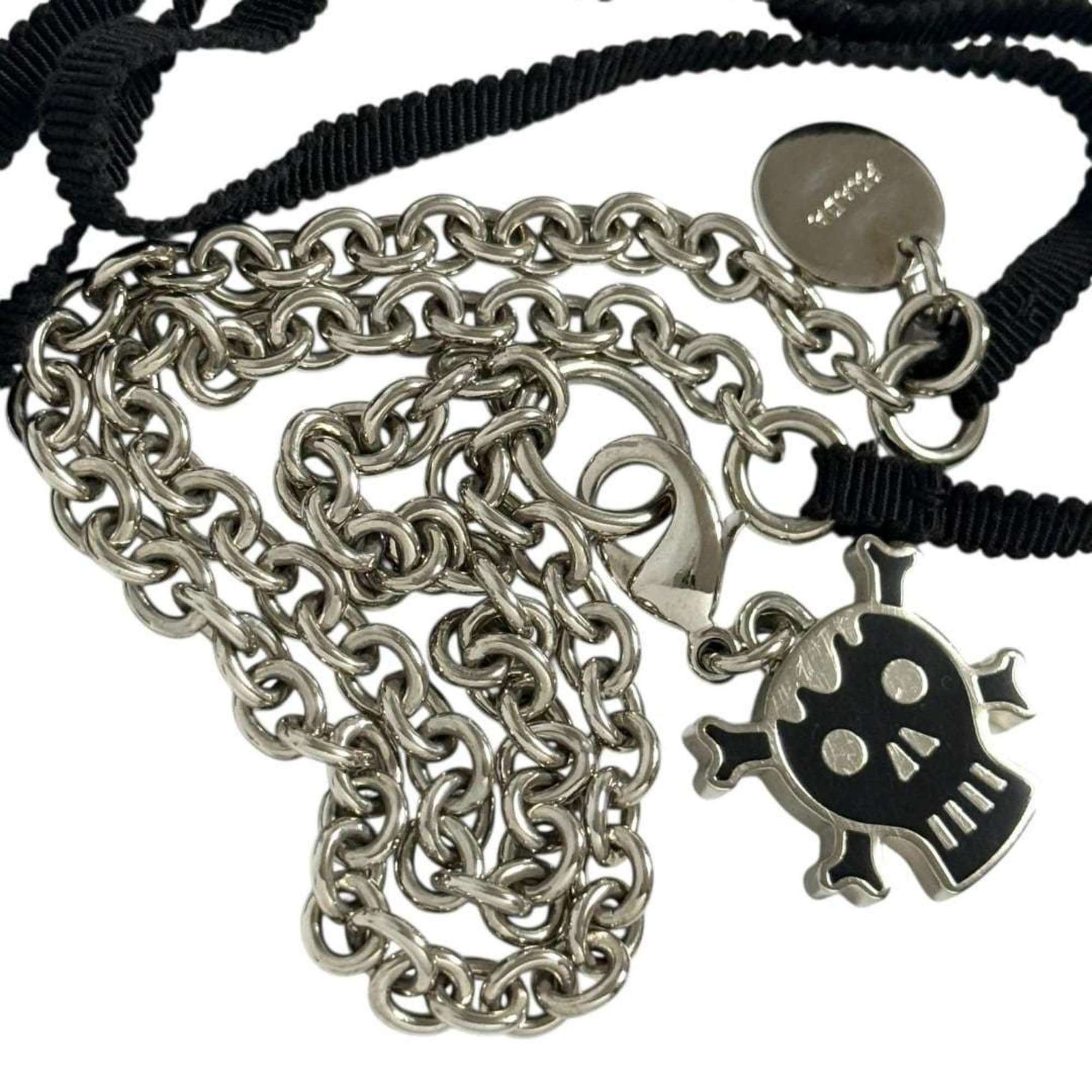 Prada Prada Women's Skull Pendant Necklace Chain in Black Size ONE SIZE - 4 Thumbnail