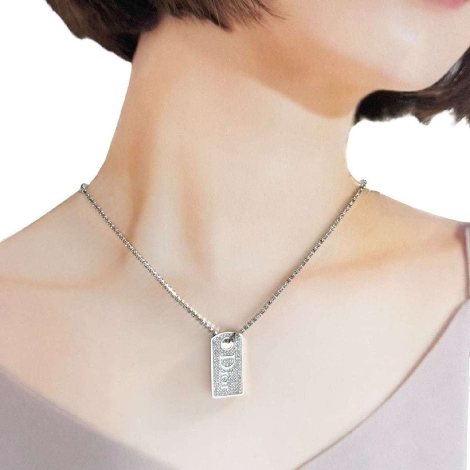 Dior Christian Dior Dior pendant necklace for men and women, logo plate, silver Size ONE SIZE - 10 Thumbnail