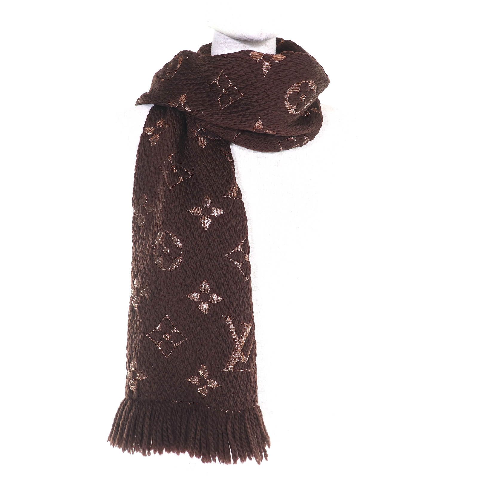 Louis Vuitton Louis Vuitton Louis Vuitton Escalp Logo Mania Shine Wool Silk Scarf Textile Scarf M71383 DUTY FREE for USA Size ONE SIZE - 3 Thumbnail