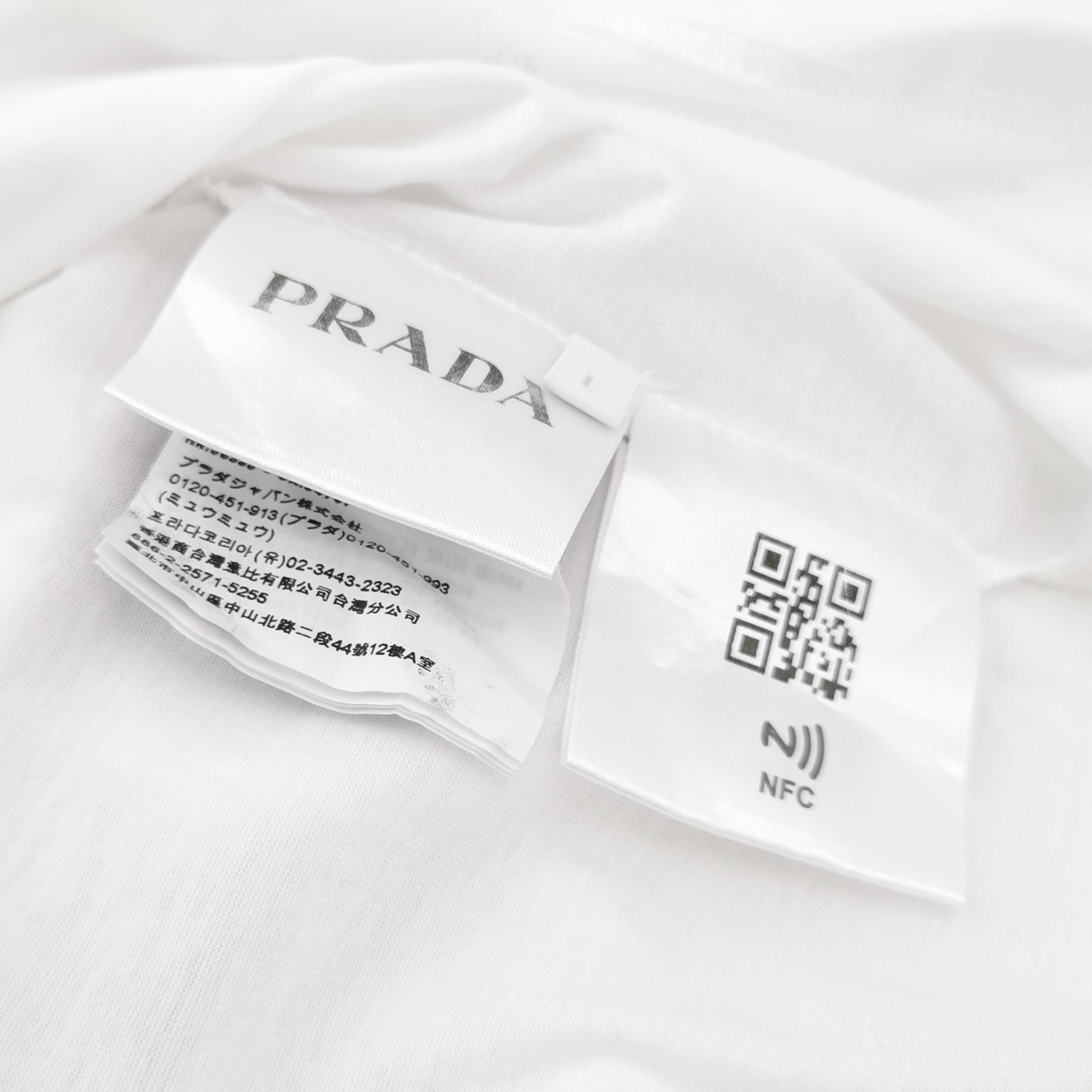 Prada Prada Men's Contrast Collar Cotton T-Shirt M Size US L / EU 52-54 / 3 - 8 Thumbnail
