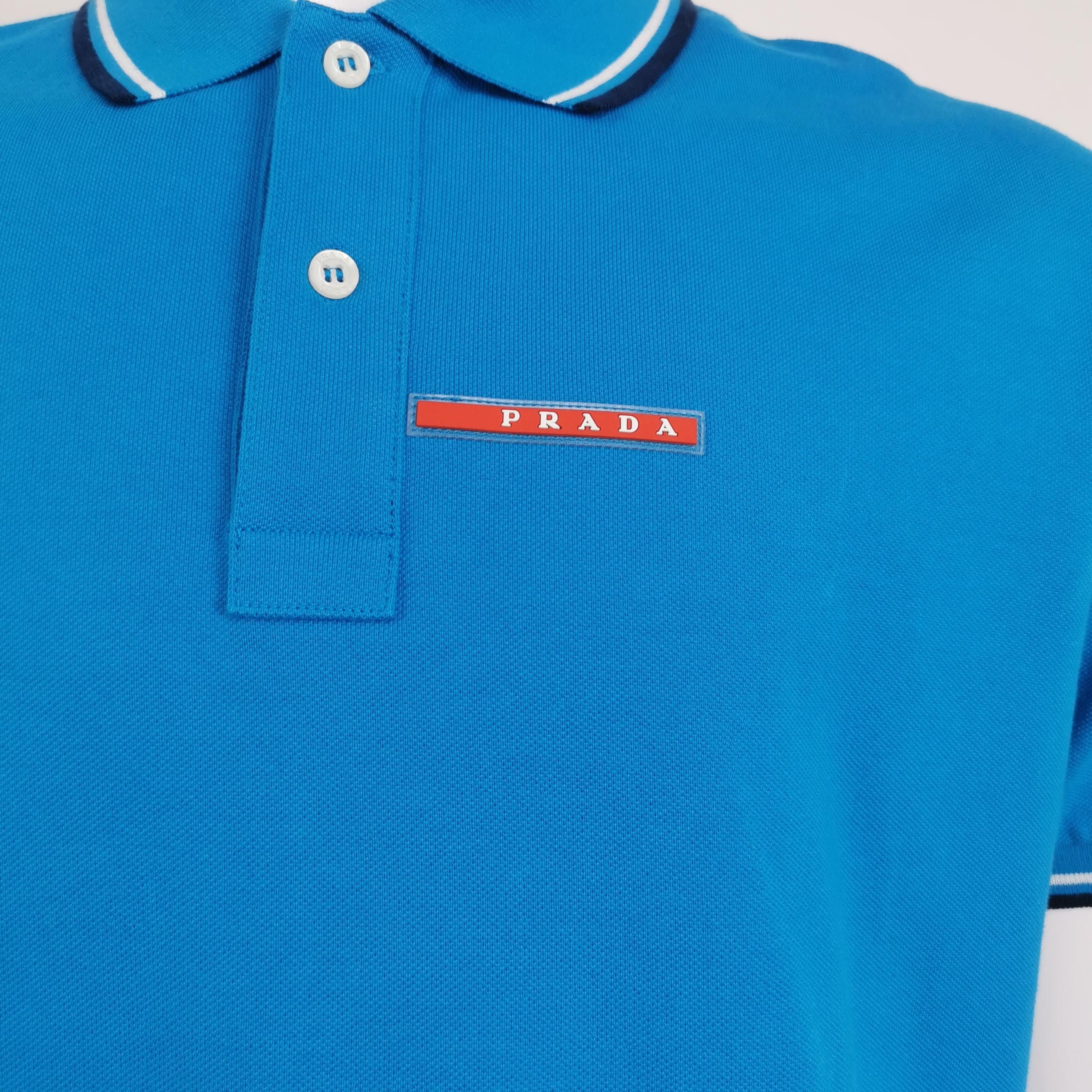 Prada Prada Blue Cotton Polo Shirt M Size US XL / EU 56 / 4 - 5 Thumbnail