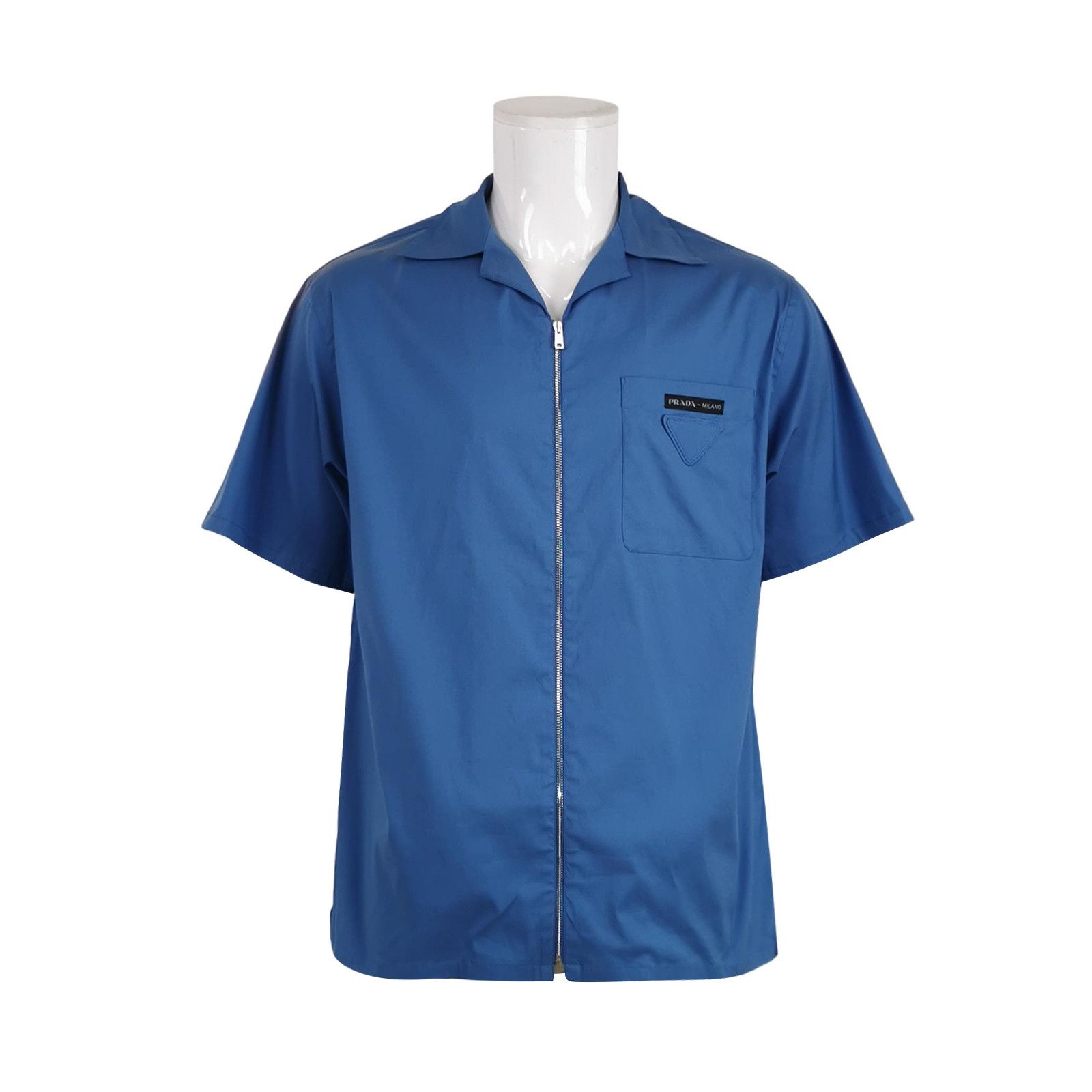Prada Prada Blue Zip-Front Short-Sleeve Shirt XL Size US L / EU 52-54 / 3 - 2 Thumbnail