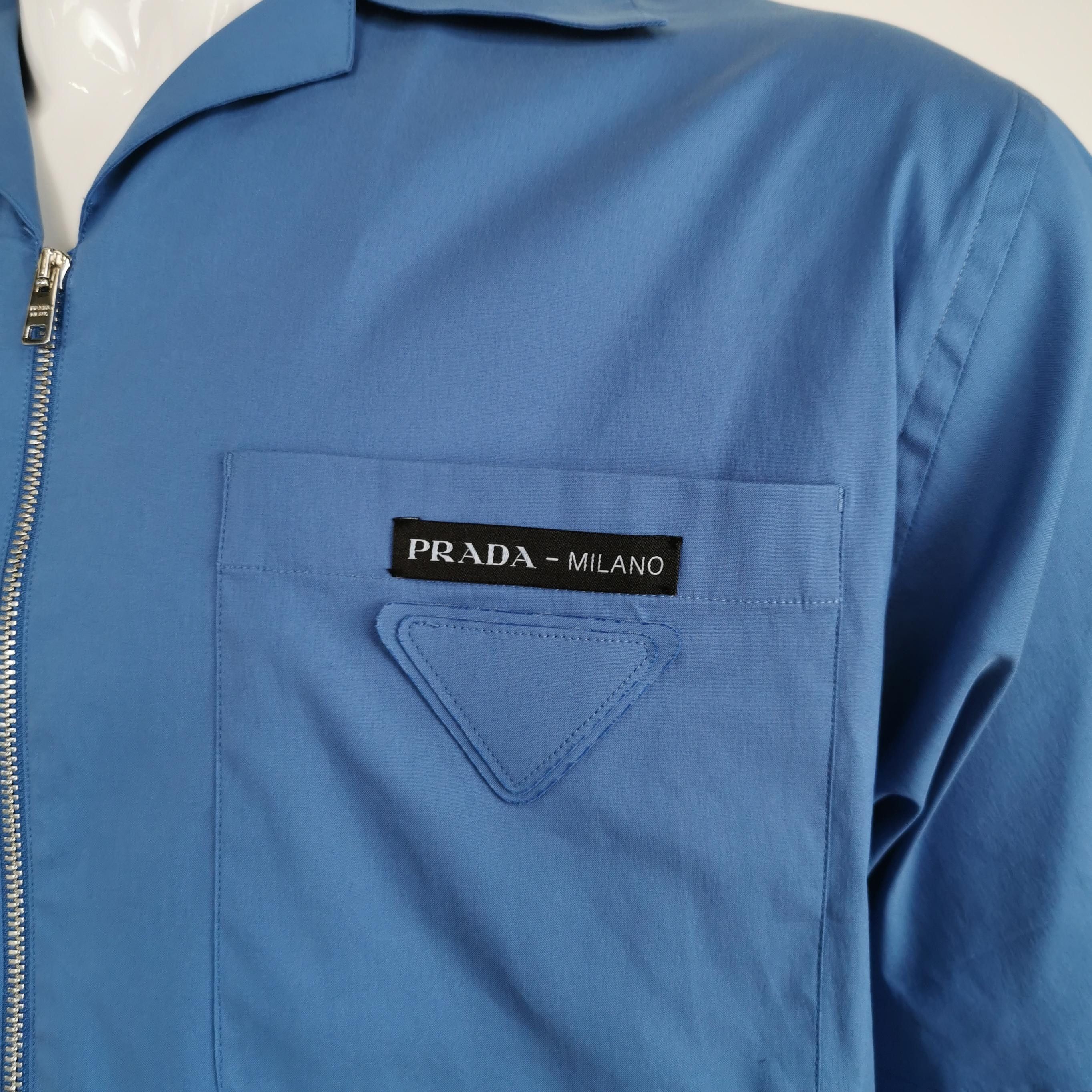 Prada Prada Blue Zip-Front Short-Sleeve Shirt XL Size US L / EU 52-54 / 3 - 6 Thumbnail