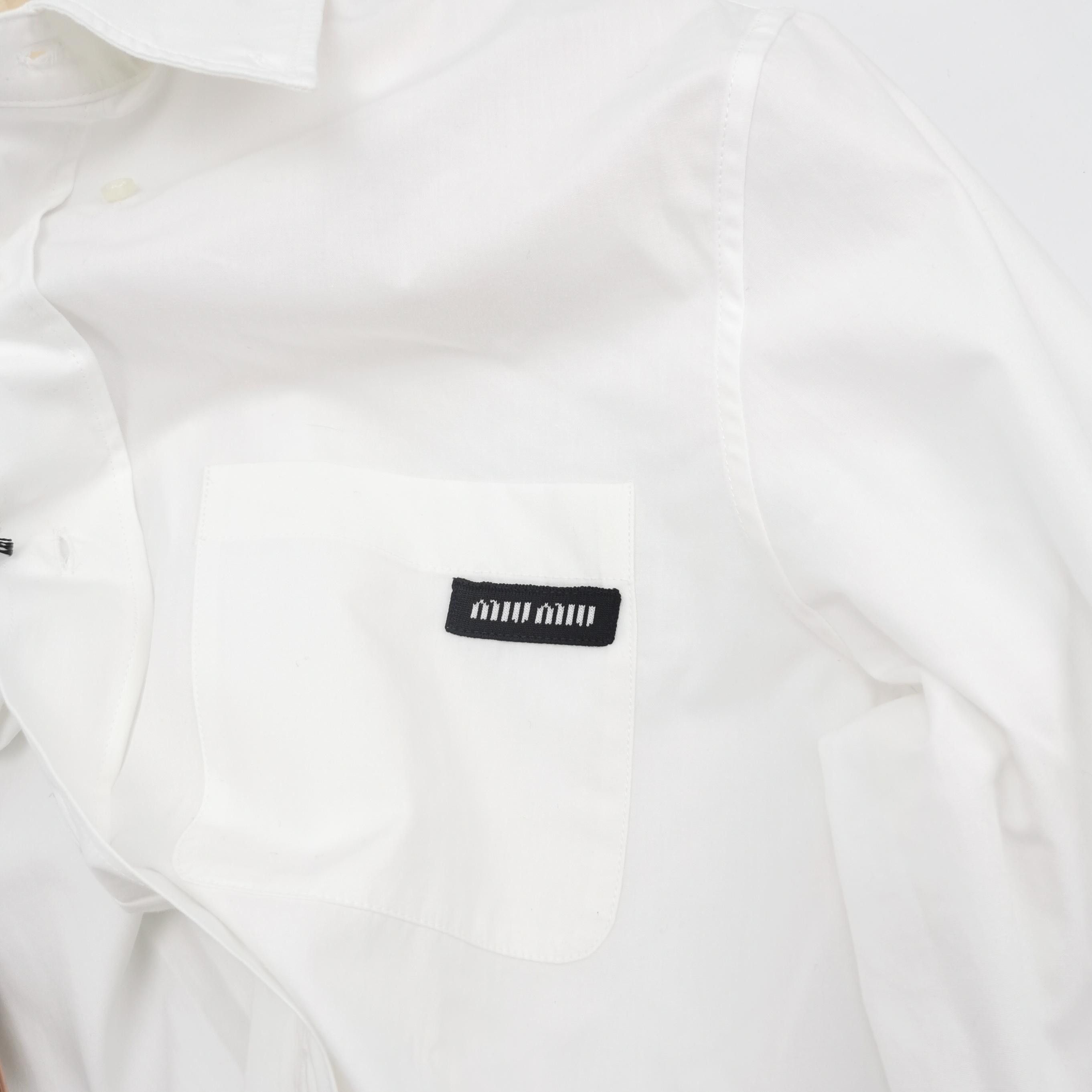 Miu Miu Miu Miu Cotton Lapel Logo Long-Sleeve Shirt Size US S / EU 44-46 / 1 - 5 Thumbnail
