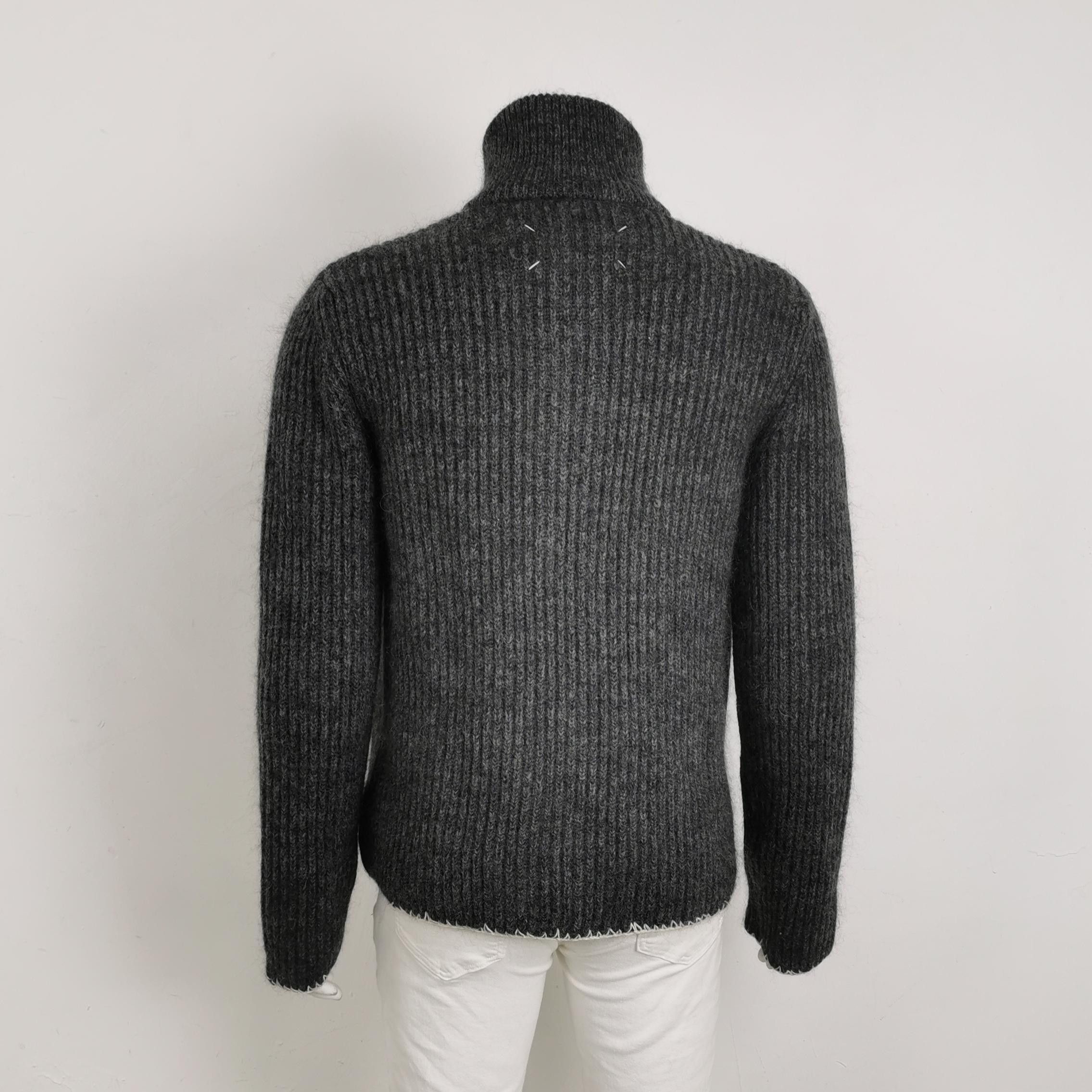 Maison Margiela Maison Margiela S Gray Zip-Up Ribbed Sweater Size US M / EU 48-50 / 2 - 3 Thumbnail