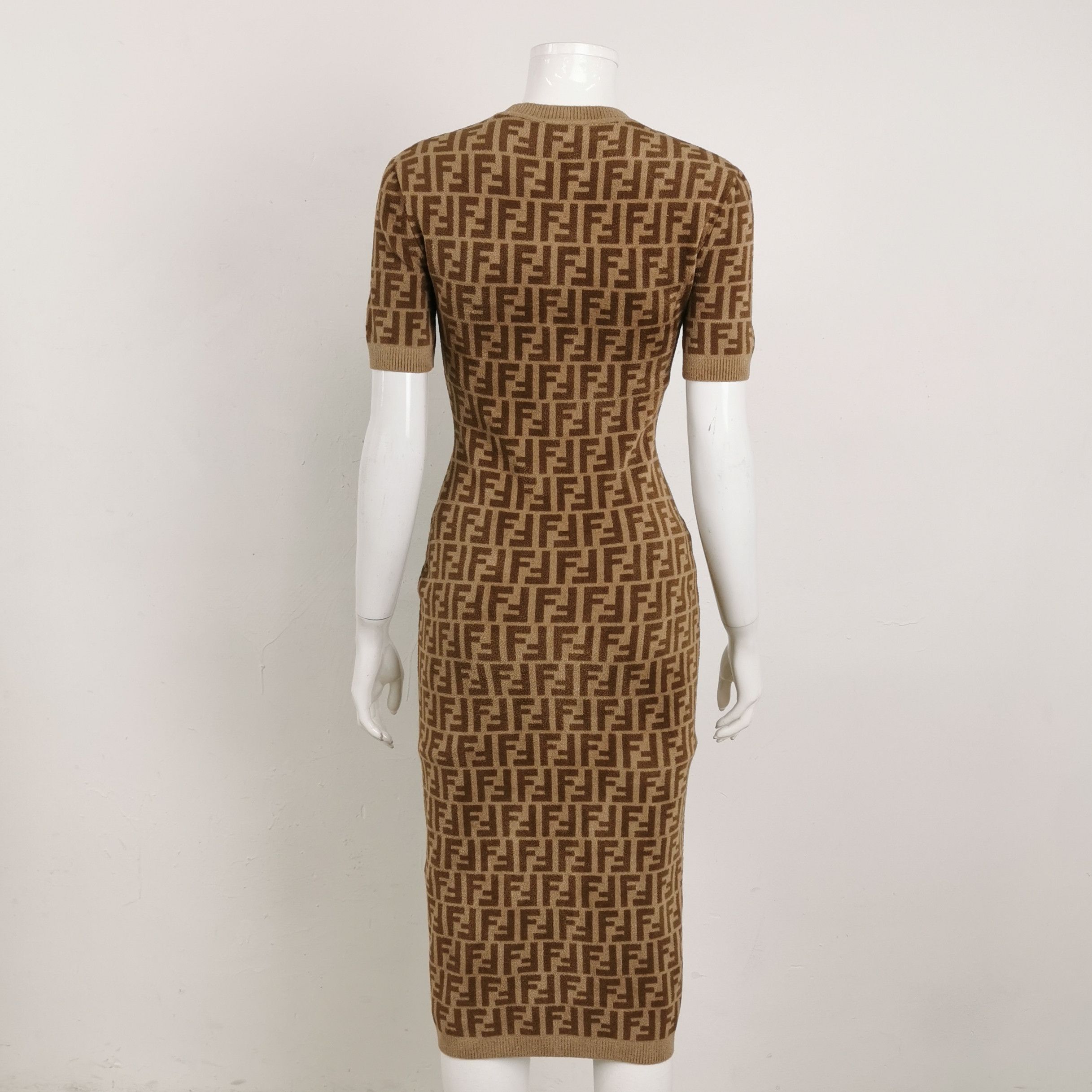 Fendi Fendi XS Brown FF Logo Short-Sleeve Dress Size M / US 6-8 / IT 42-44 - 4 Thumbnail