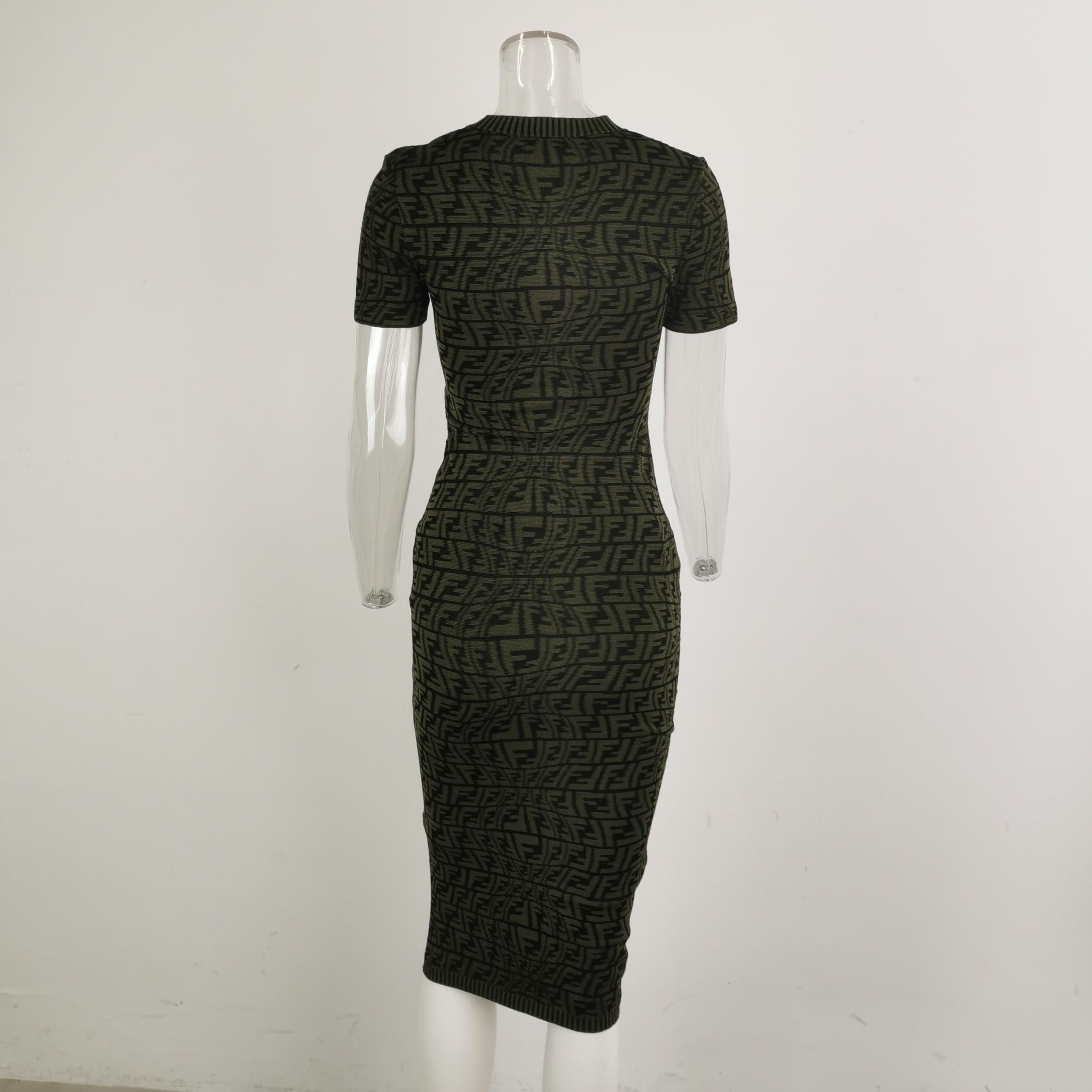 Fendi Fendi Kids' Silk Blend Double F Logo Crew Neck Dress Size XS / US 0-2 / IT 36-38 - 6 Thumbnail