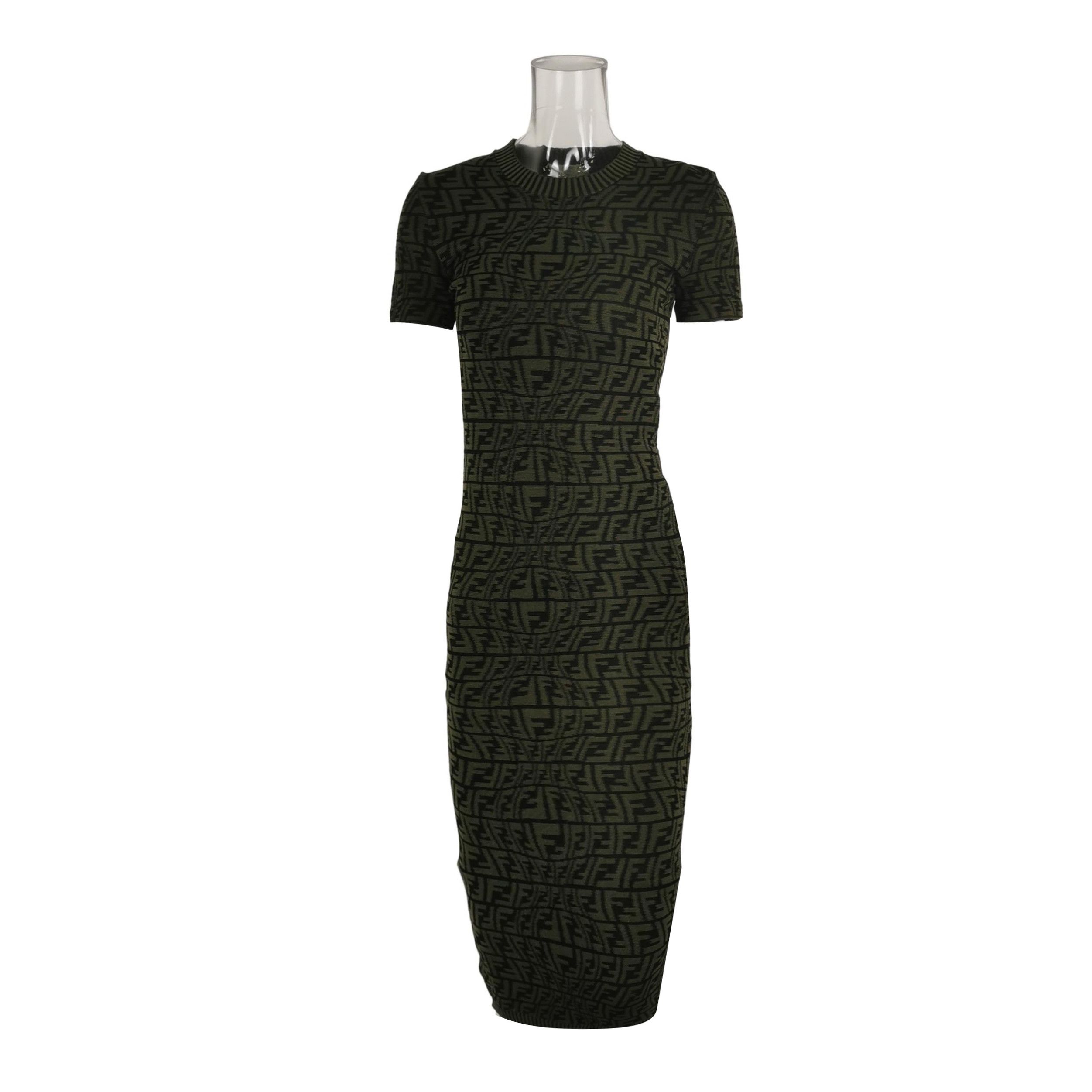 Fendi Fendi Kids' Silk Blend Double F Logo Crew Neck Dress Size XS / US 0-2 / IT 36-38 - 2 Thumbnail