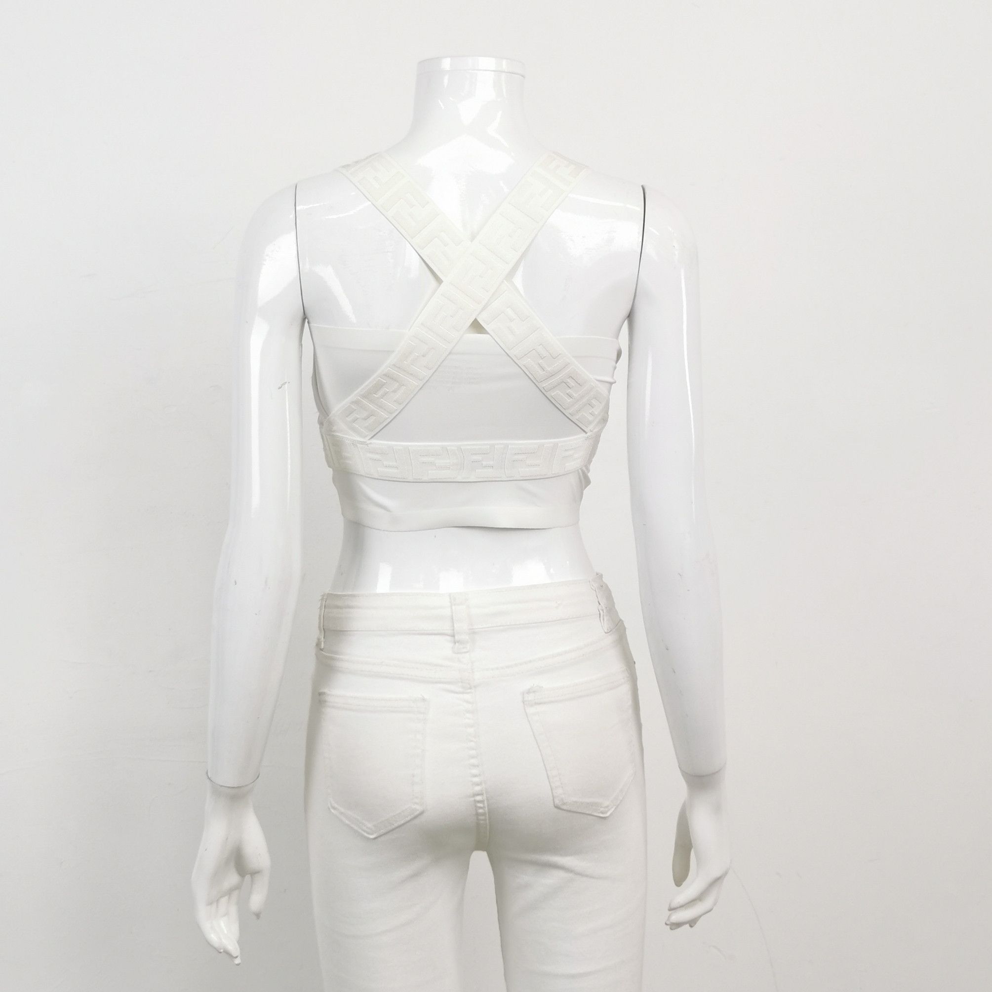 Fendi Fendi White FF Pattern Cropped Tank Top Size XXS / US 00 / IT 34 - 3 Thumbnail