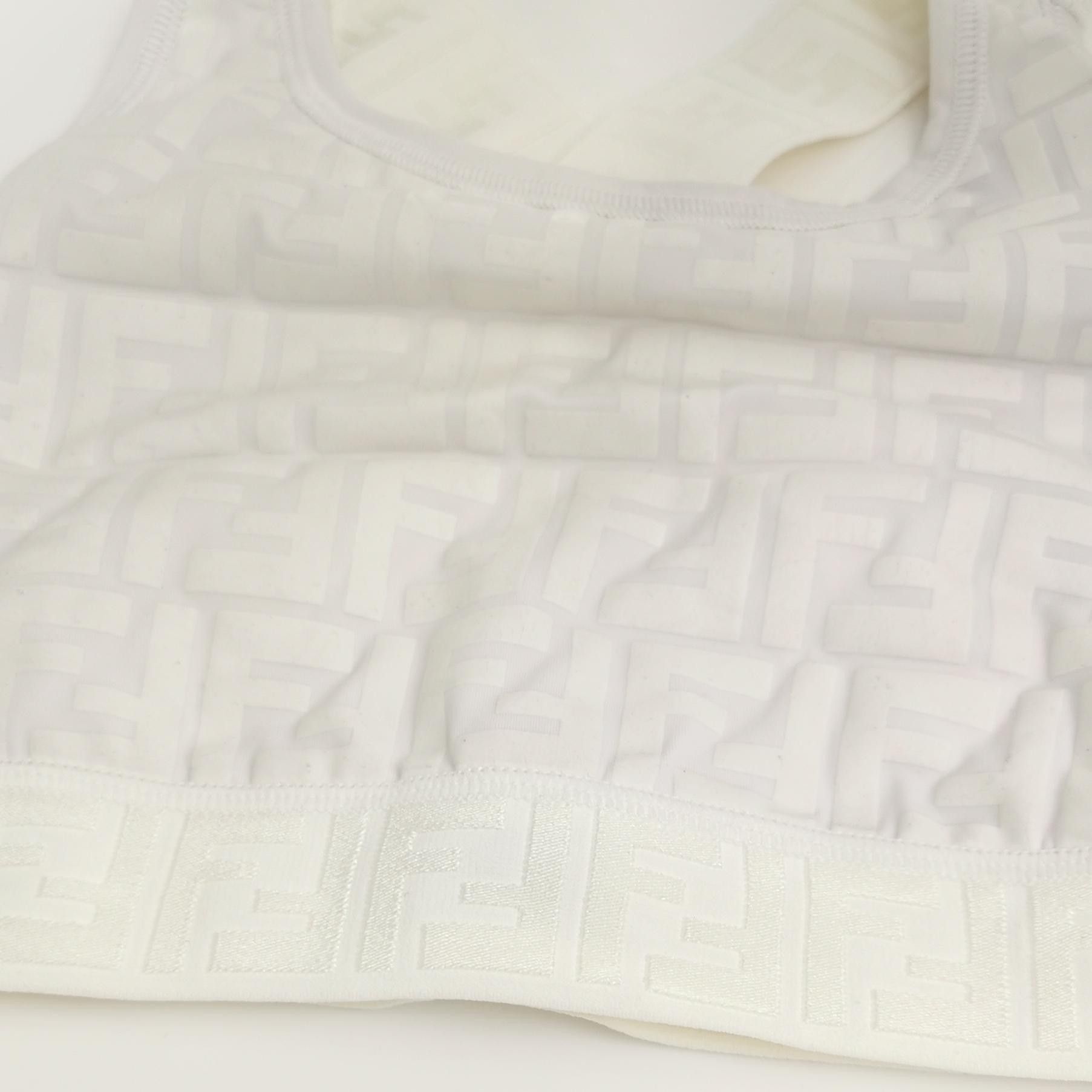 Fendi Fendi White FF Pattern Cropped Tank Top Size XXS / US 00 / IT 34 - 5 Thumbnail