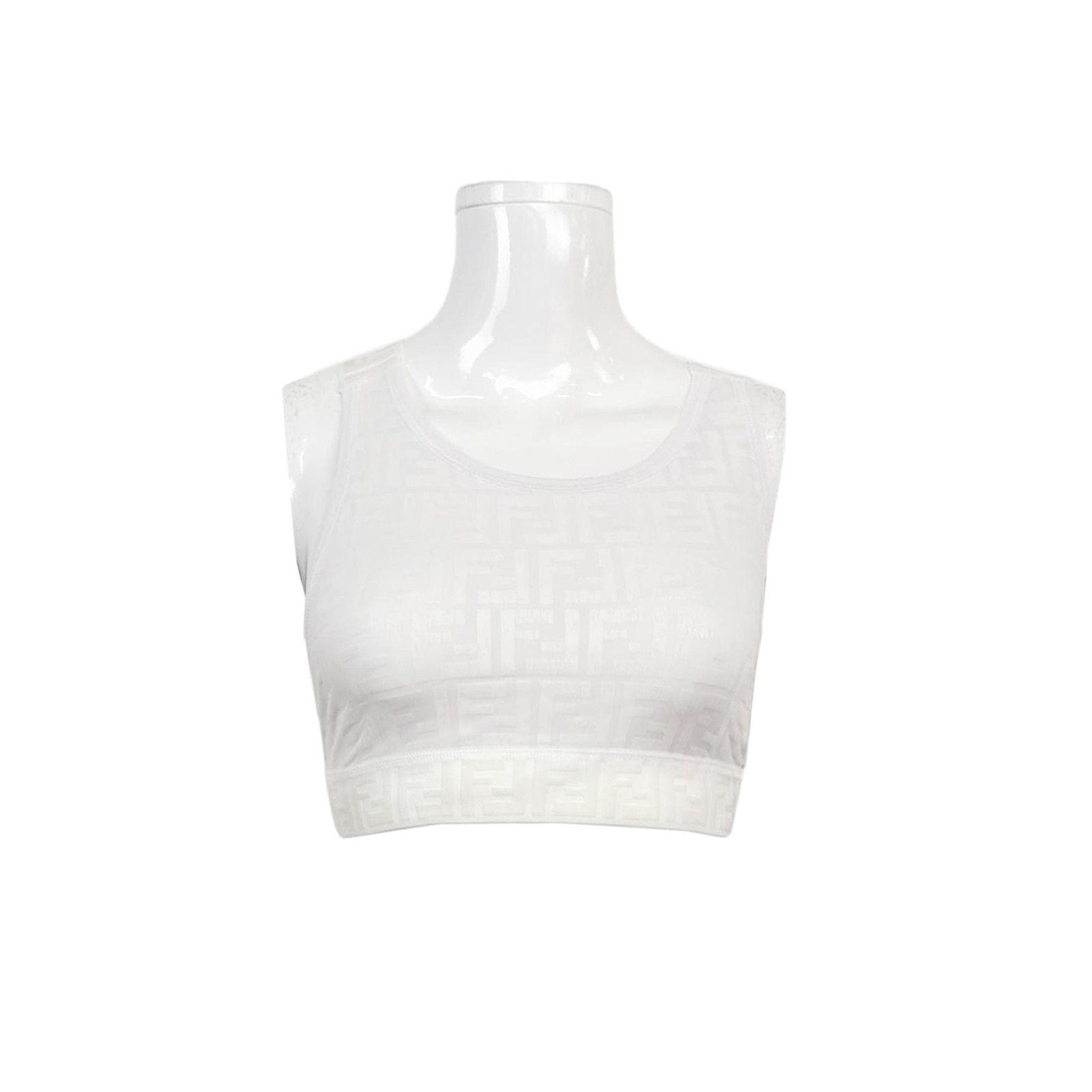 Fendi Fendi White FF Pattern Cropped Tank Top Size XXS / US 00 / IT 34 - 2 Thumbnail