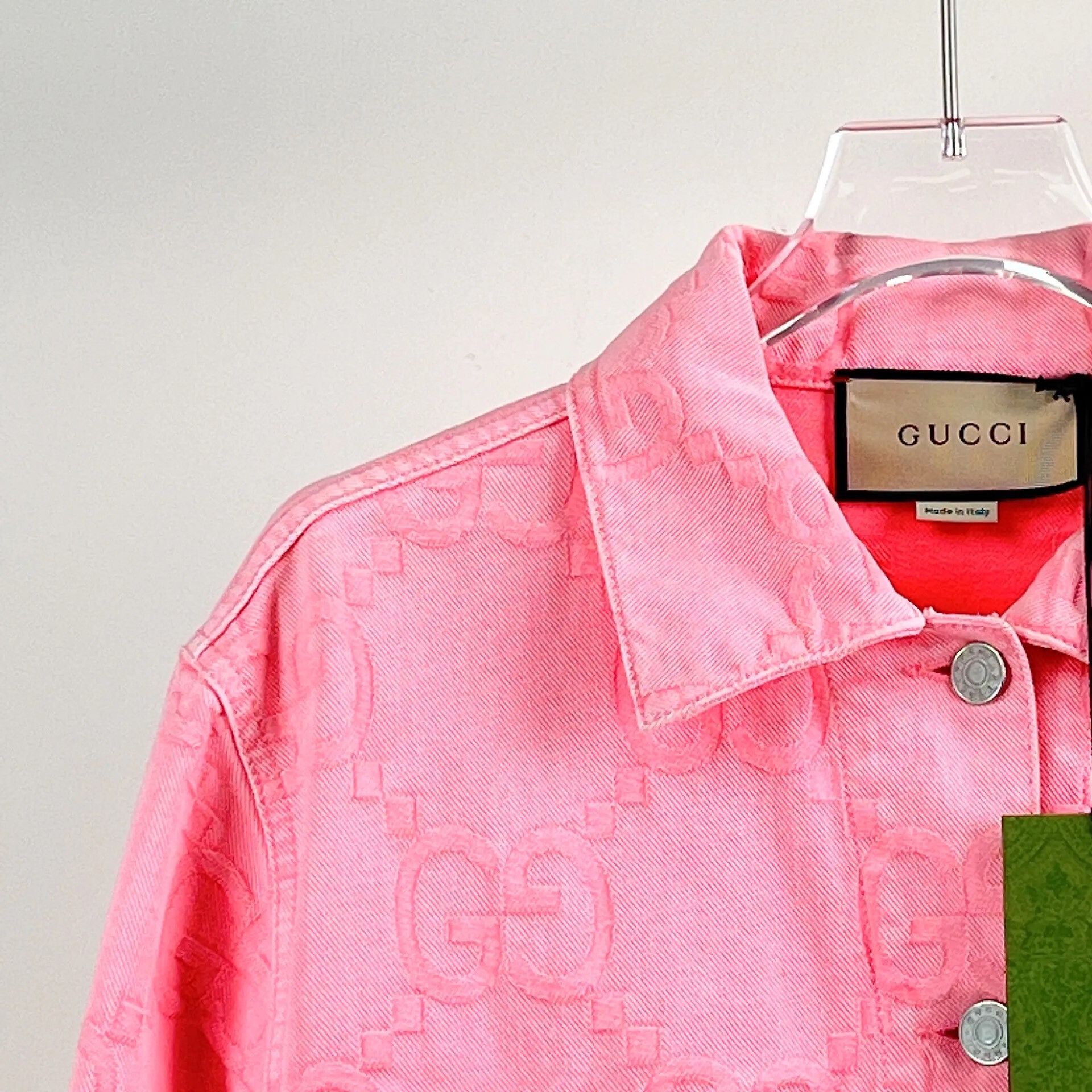 Gucci Gucci Pink Logo Print Denim Jacket Size S / US 4 / IT 40 - 4 Thumbnail