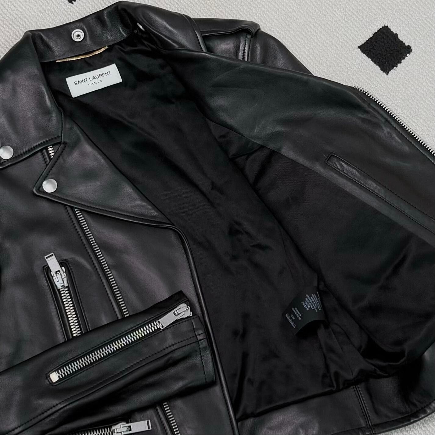 Yves Saint Laurent YSL Motorcycle Sheepskin Leather Jacket Size XS / US 0-2 / IT 36-38 - 5 Thumbnail