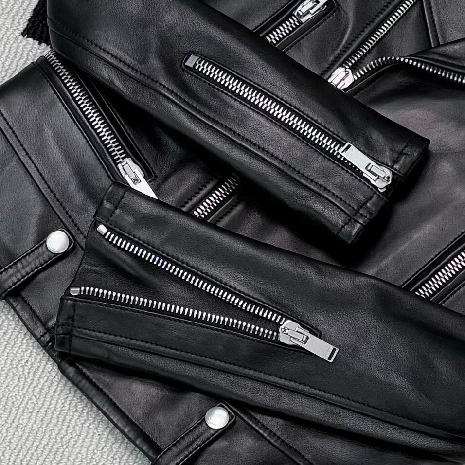Yves Saint Laurent YSL Motorcycle Sheepskin Leather Jacket Size XS / US 0-2 / IT 36-38 - 4 Thumbnail