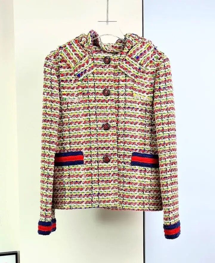 Gucci Gucci Colorful Tweed Hooded Coat Size S / US 4 / IT 40 - 2 Thumbnail