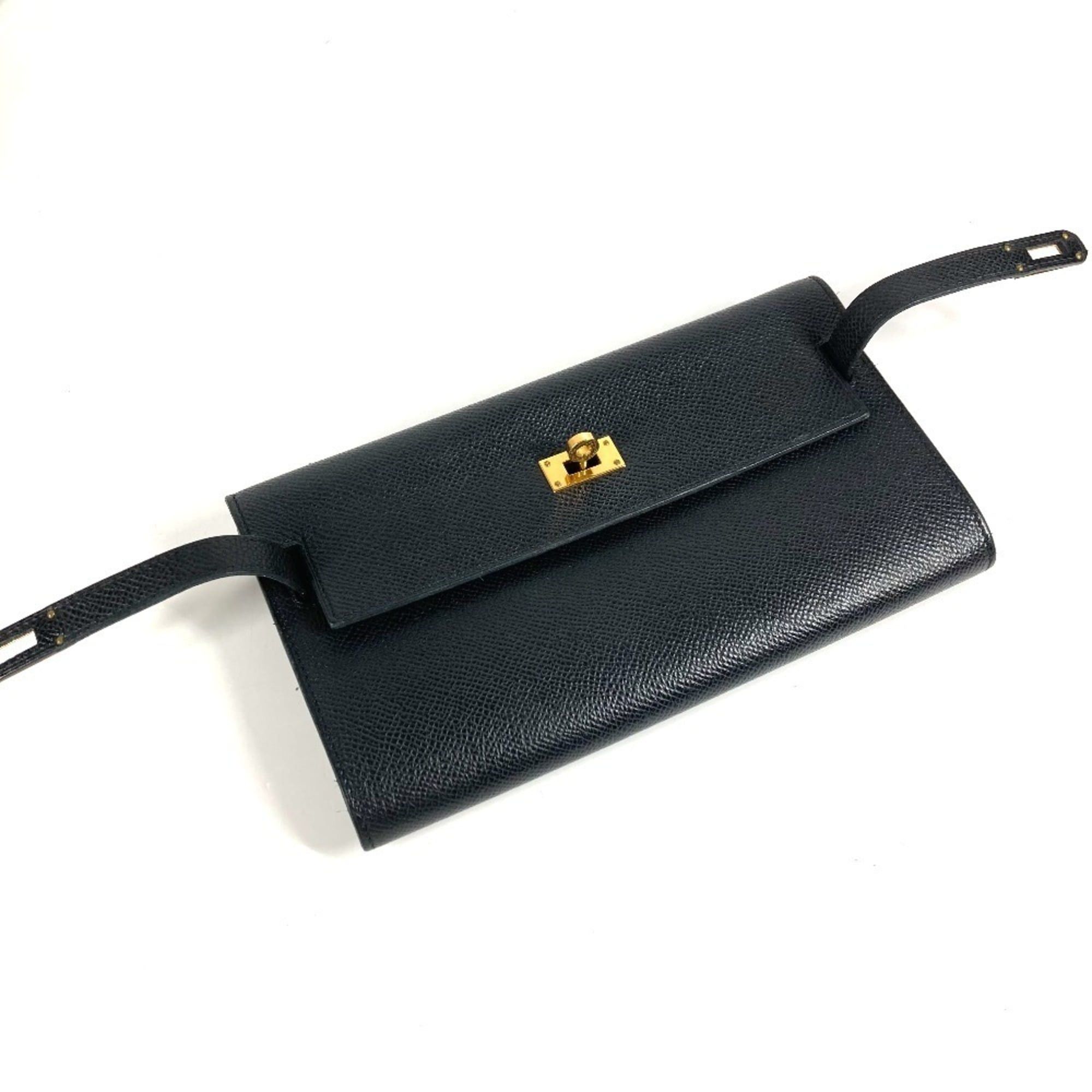 Hermes HERMES Hermès Shoulder Wallet Kelly Long To-Go Bag Pochette Epson Men's Women's Black Size ONE SIZE - 9 Thumbnail