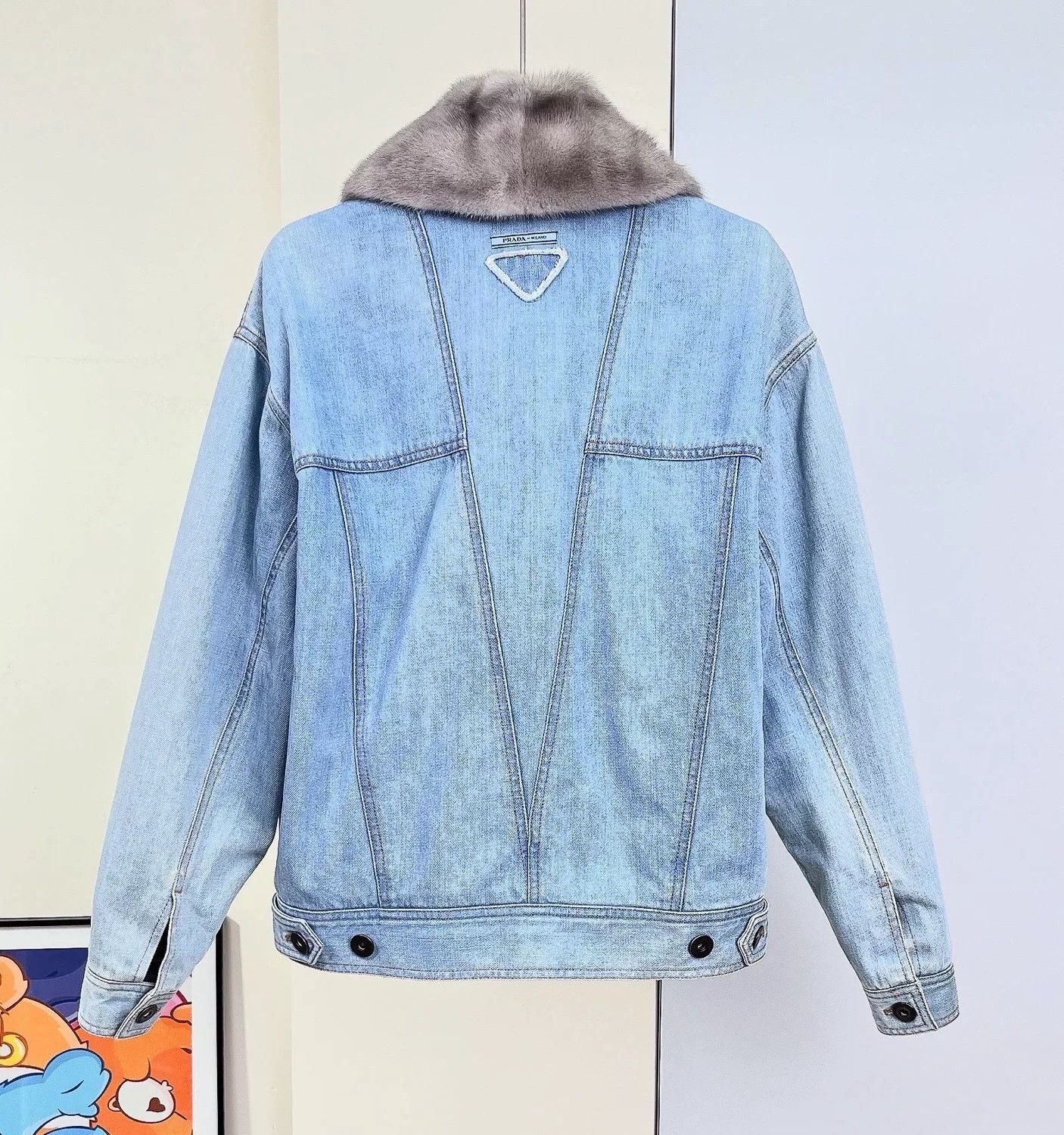 Prada Prada Mink Collar Blue Denim Jacket Size S / US 4 / IT 40 - 3 Thumbnail