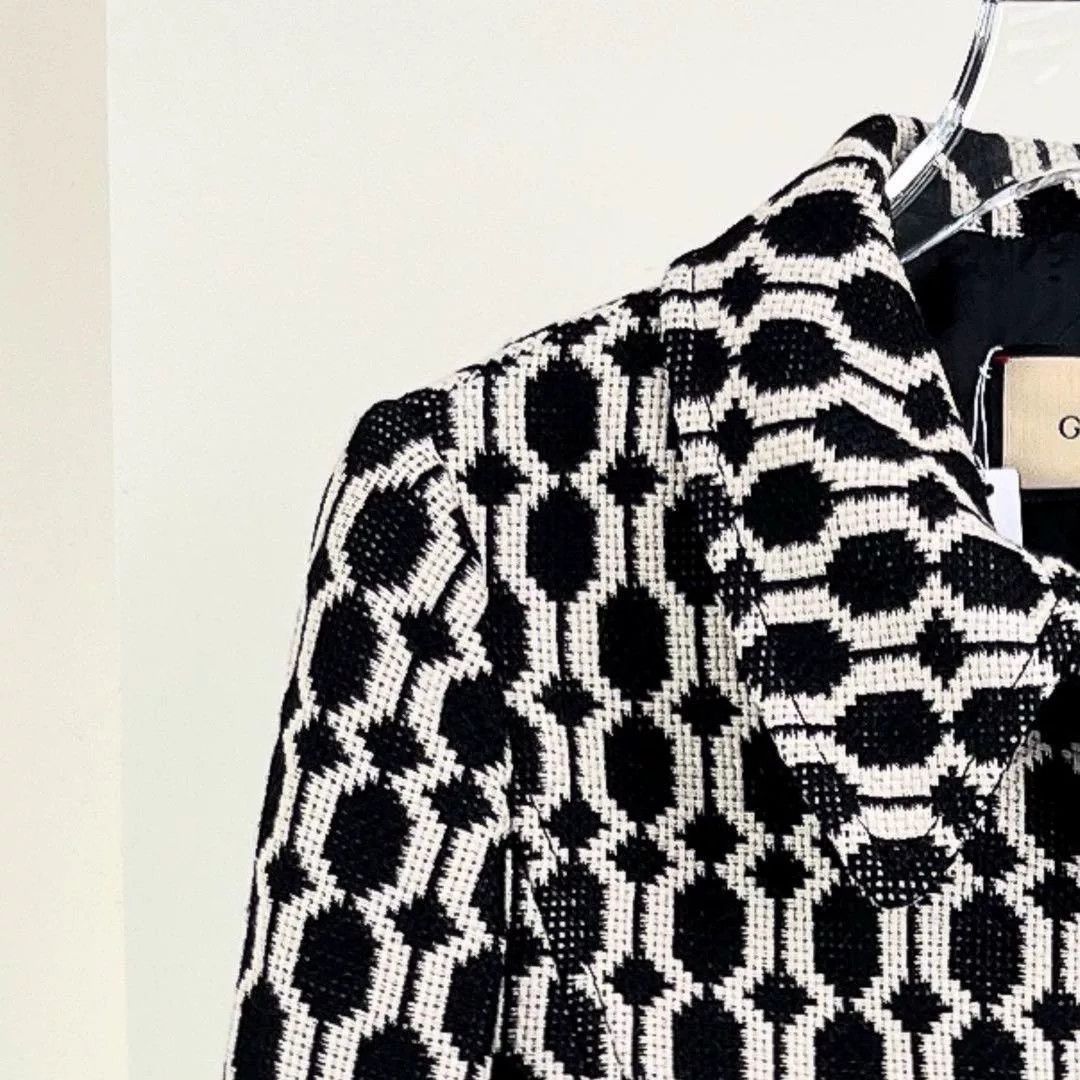 Gucci Gucci Black White Geometric Wool Coat Size XS / US 0-2 / IT 36-38 - 3 Thumbnail