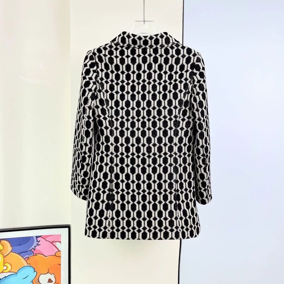 Gucci Gucci Black White Geometric Wool Coat Size XS / US 0-2 / IT 36-38 - 2 Thumbnail
