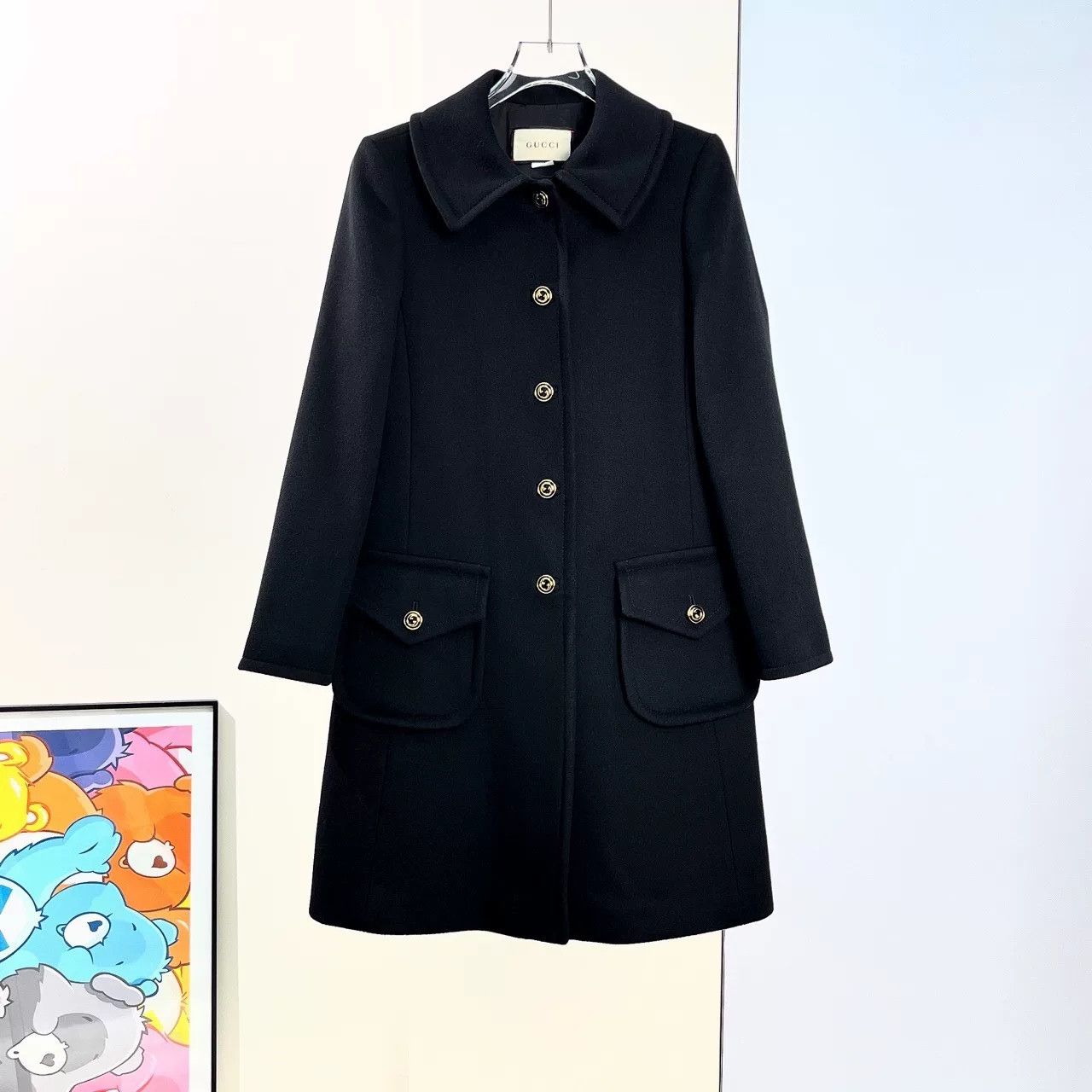 Gucci Gucci Black Gold Button Wool Coat Size S / US 4 / IT 40 - 2 Thumbnail