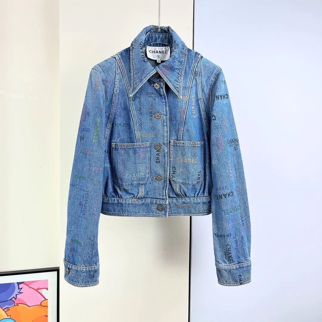 Chanel Chanel 22P Logo Denim Jacket Size XXS / US 00 / IT 34 - 2 Thumbnail
