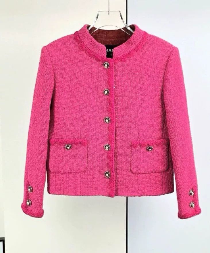 Chanel Chanel 24A Dragon Fruit Wool Tweed Jacket Size S / US 4 / IT 40 - 3 Thumbnail