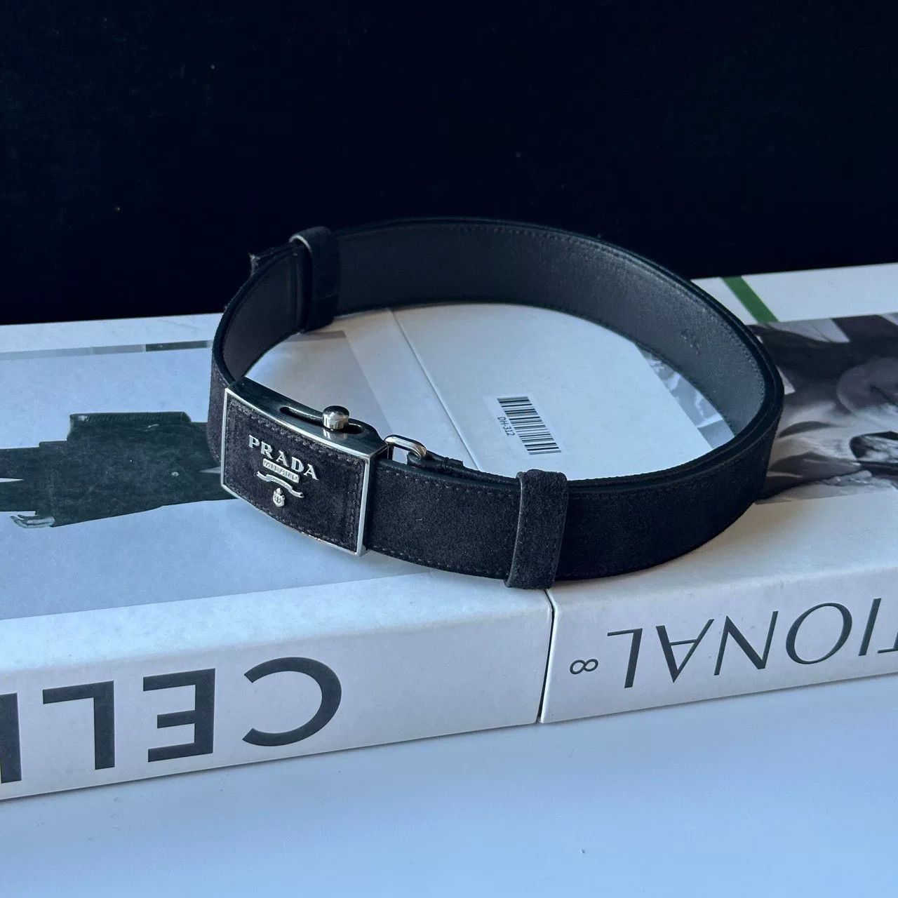 Prada Prada Square Buckle Logo Suede Belt Size ONE SIZE - 3 Thumbnail