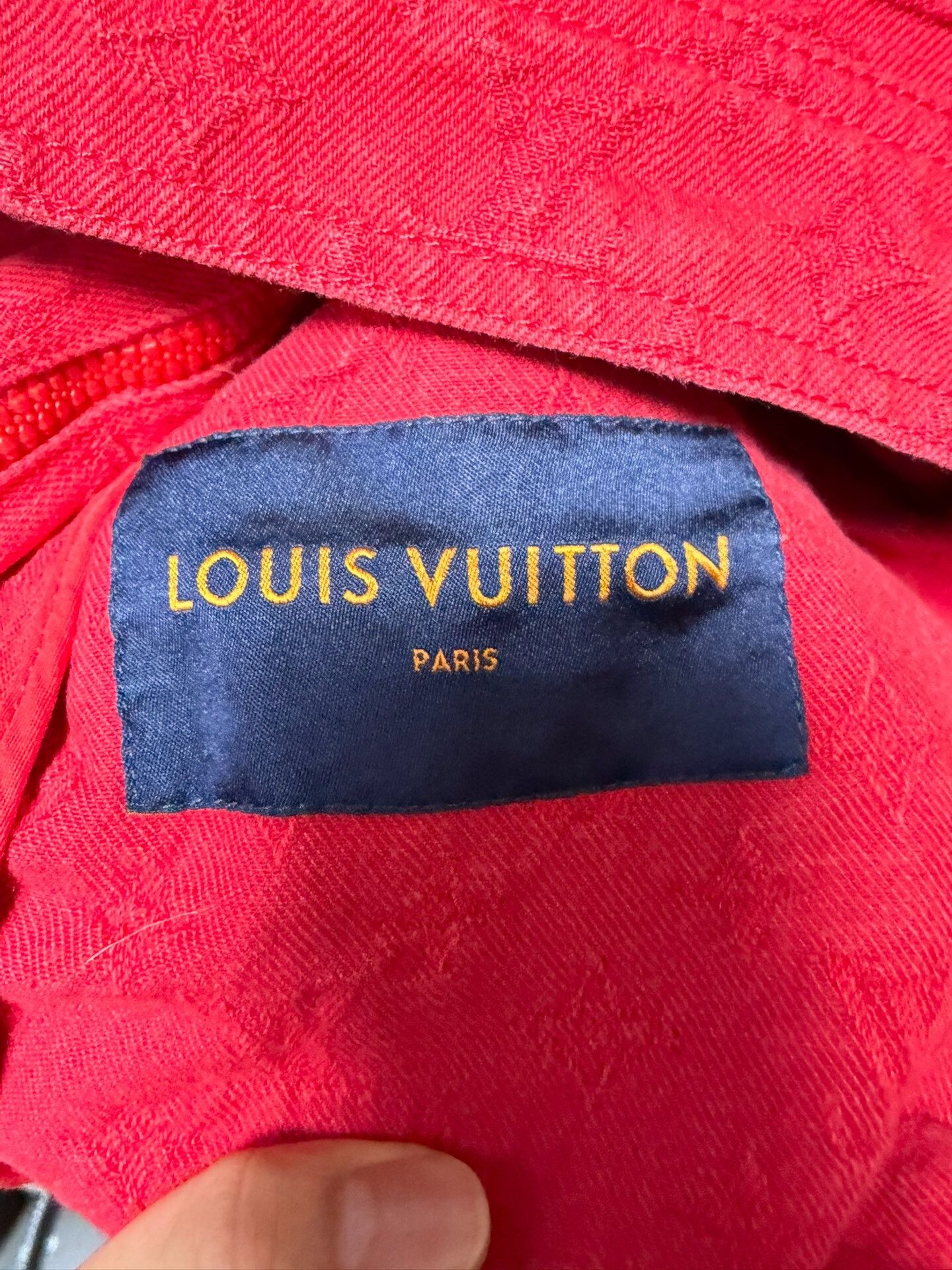 Louis Vuitton LV Red All-Over Print Denim Jacket Size US L / EU 52-54 / 3 - 3 Thumbnail