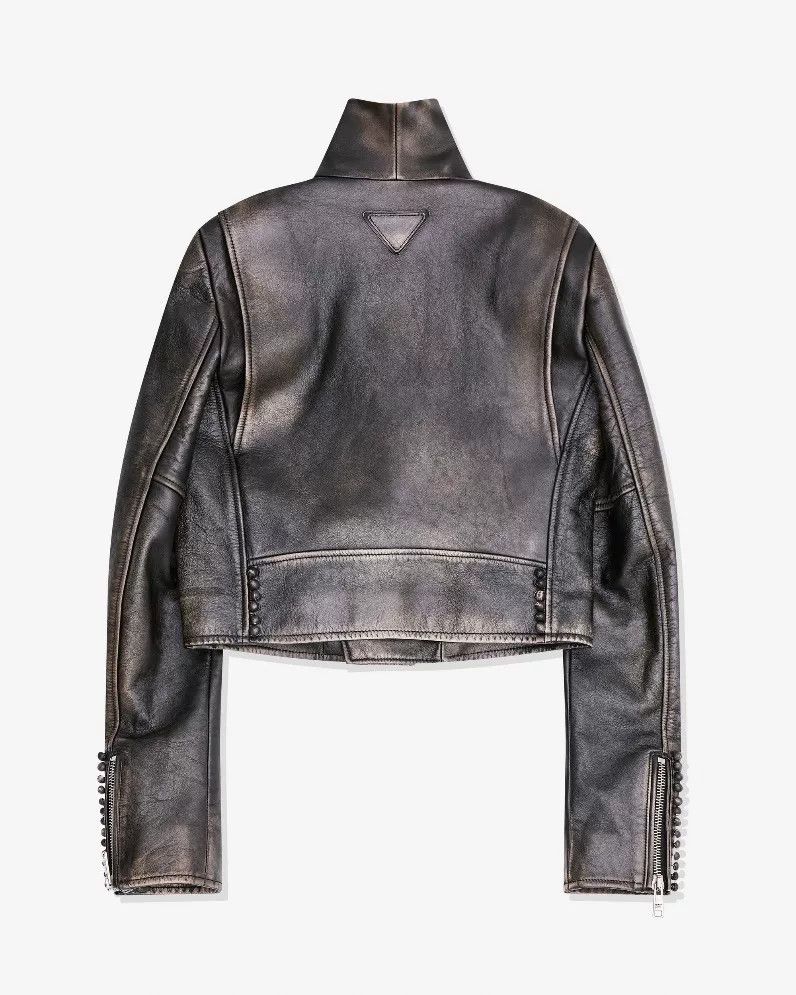 Prada PRADA Women's Bleached Leather Biker Jacket Size M / US 6-8 / IT 42-44 - 2 Thumbnail