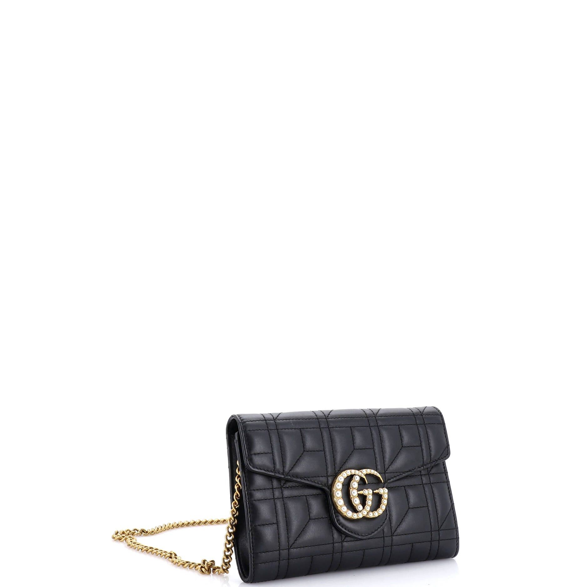 Gucci Pearly GG Marmont Chain Wallet Size ONE SIZE - 2 Thumbnail