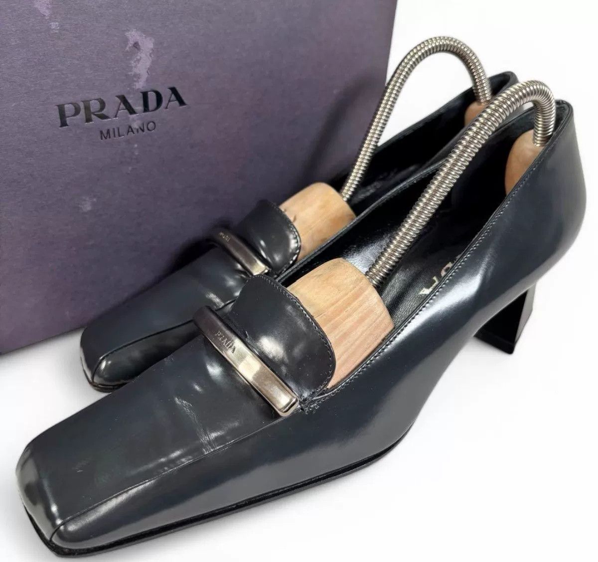 Prada Prada Leather High Heels Gray Size US 4 / IT 34 - 8 Thumbnail