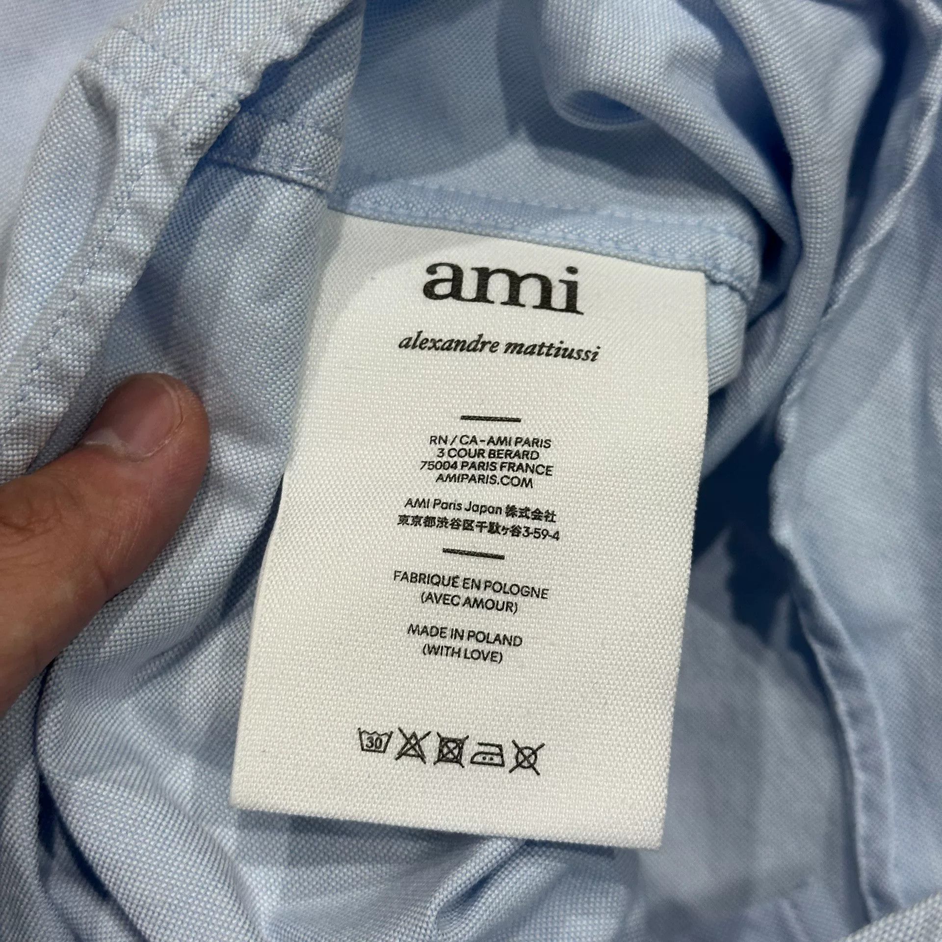 AMI AMI Paris Baby Blue Heart Embroidered Shirt Size US L / EU 52-54 / 3 - 5 Thumbnail